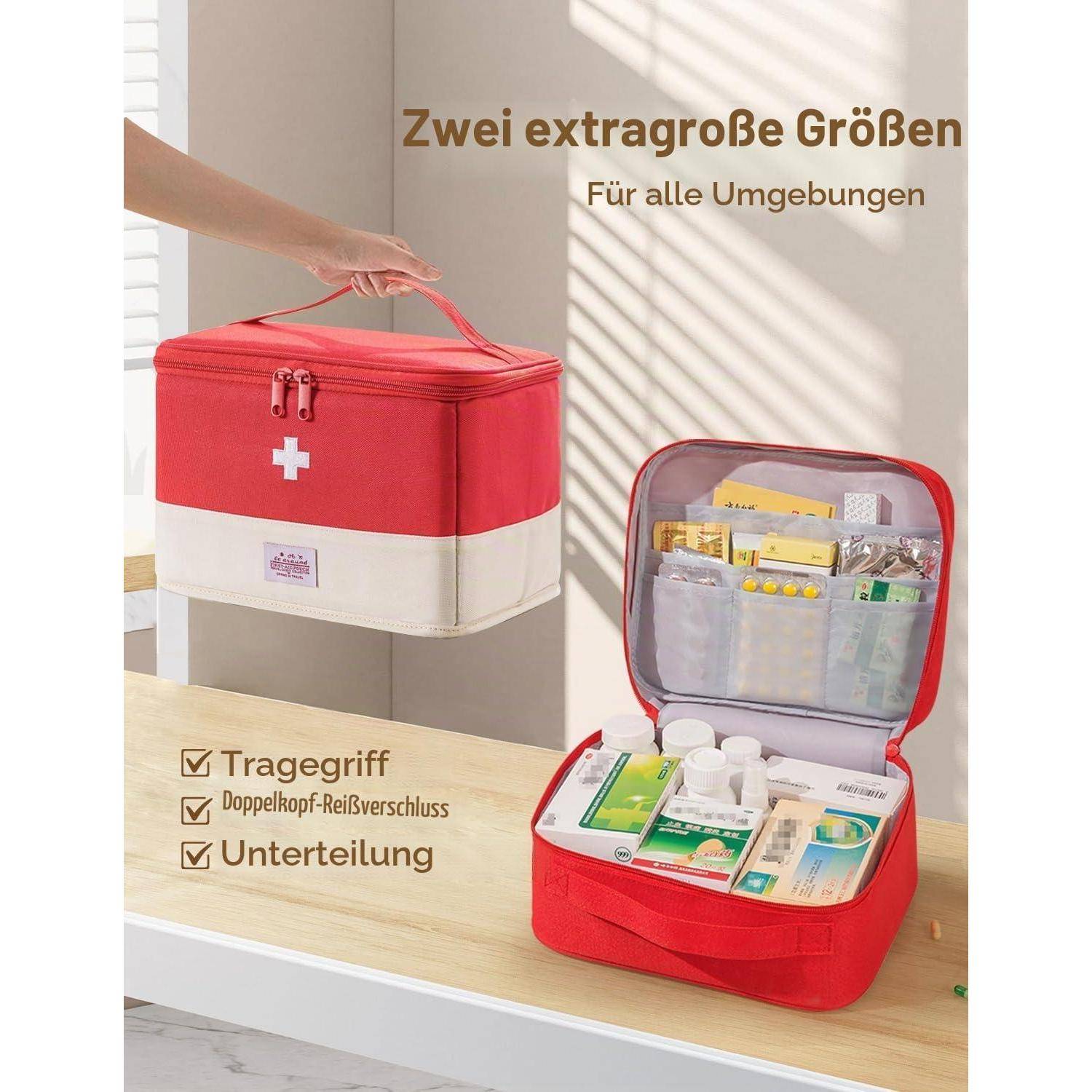 Medikamenten Aufbewahrung Set 4tlg. Rot mit Griffen wasserdicht