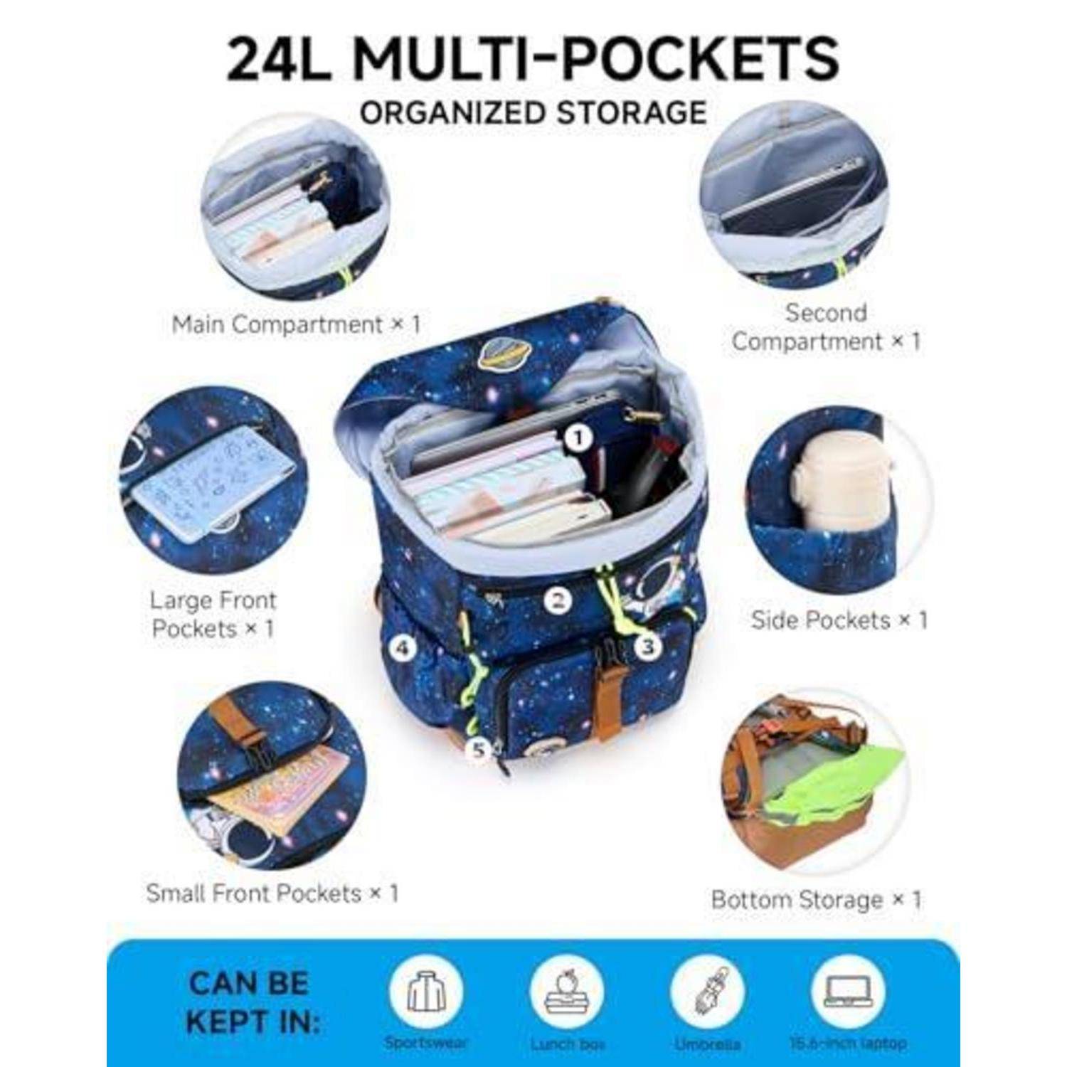 Amythe Schulrucksack Jungen 24L Astronauten-Design Ergonomisch
