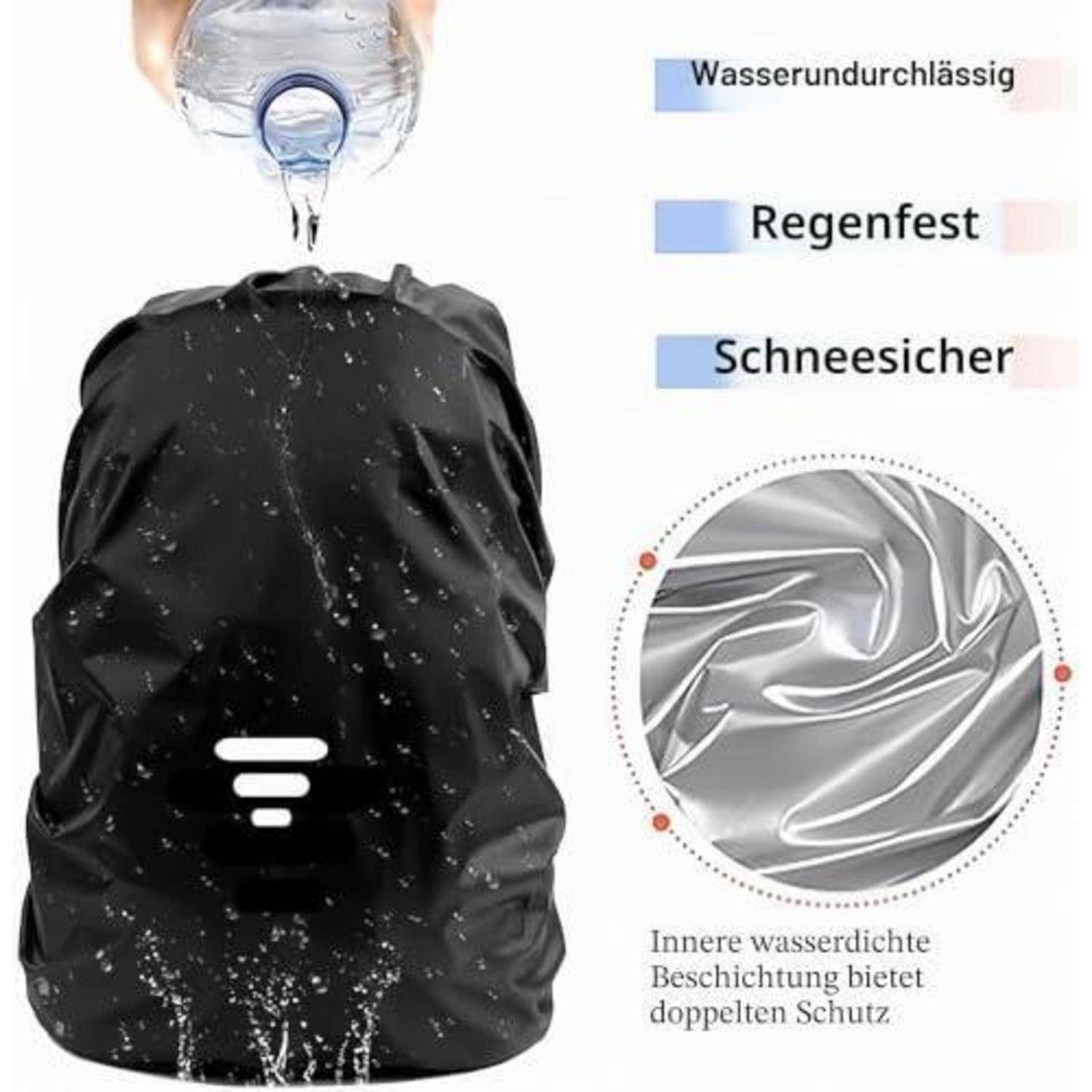 Rucksack Regenhülle wasserdicht mit Reflektor Schwarz M (26-40L)