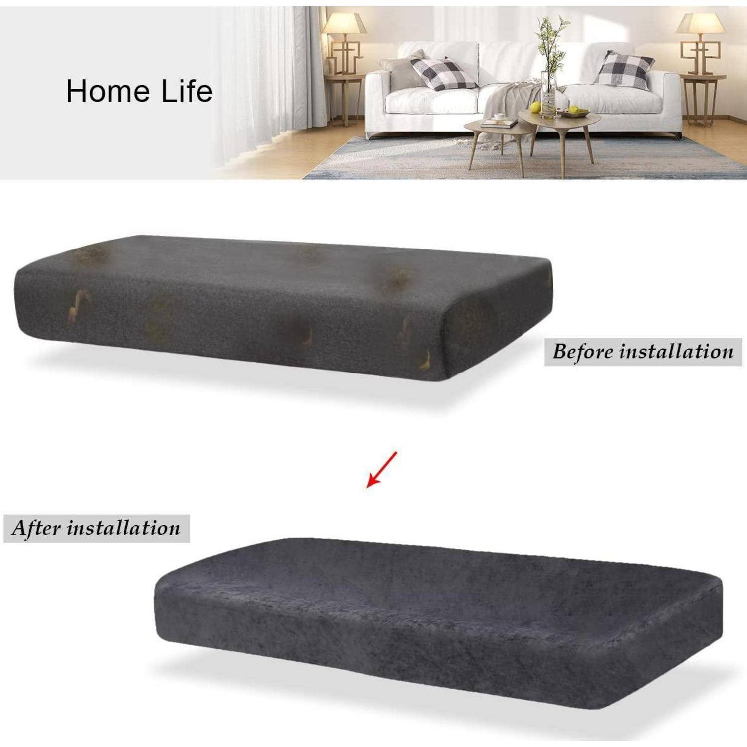 TIANSHU Samt Kissenbezug für 3-Sitzer Sofa Grau