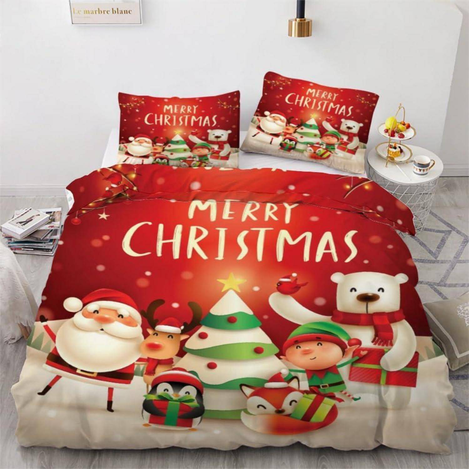 Weihnachtsbettset mit roter 