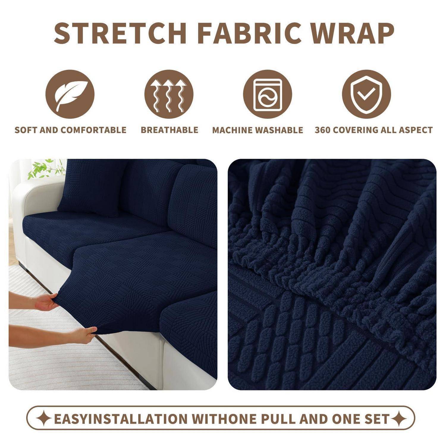 Ystyle Sofa Sitzkissenbezug Stretch Dunkel Blau Chaiselongue