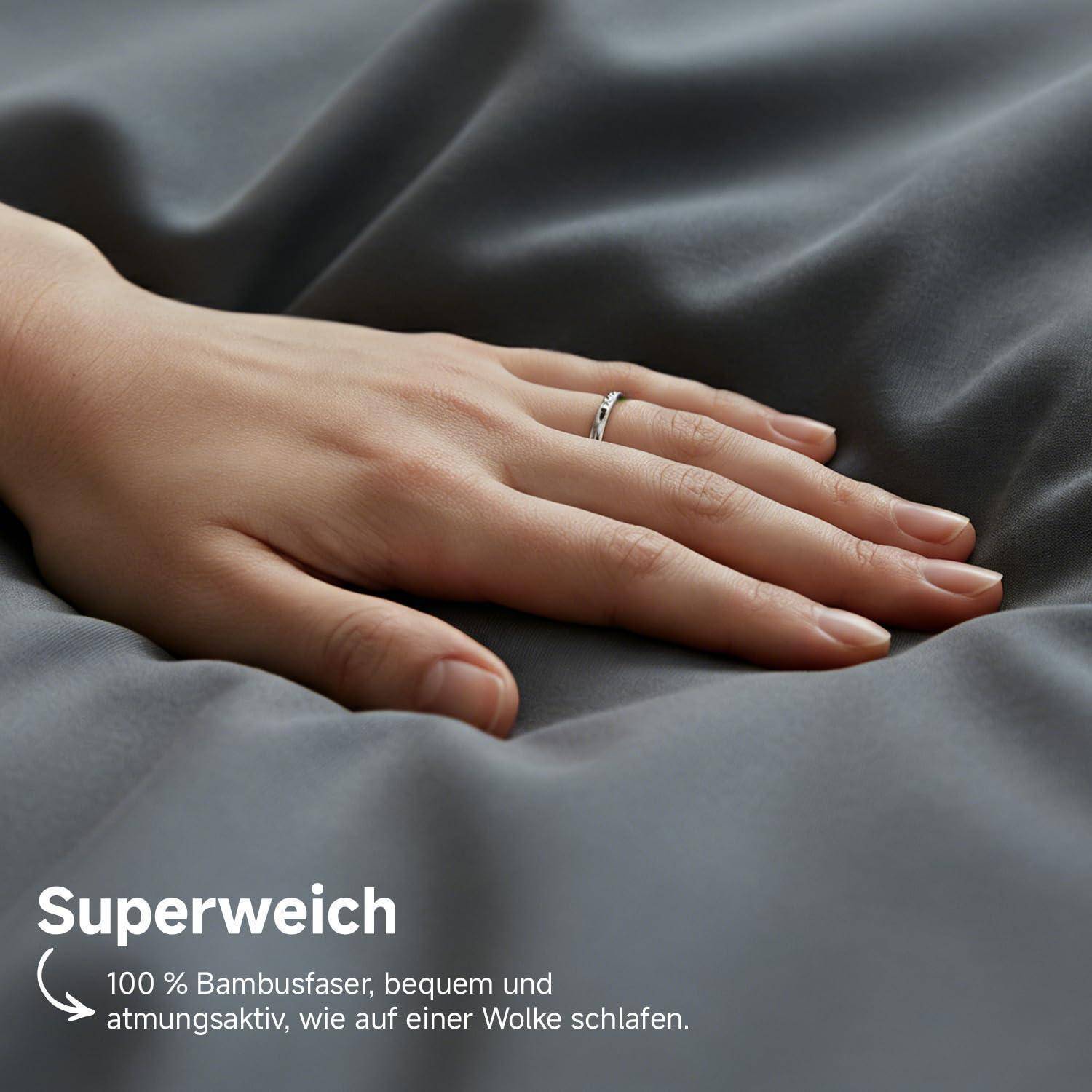 Bettwäsche-Set 220x240cm Bambusviskose Dunkelgrau