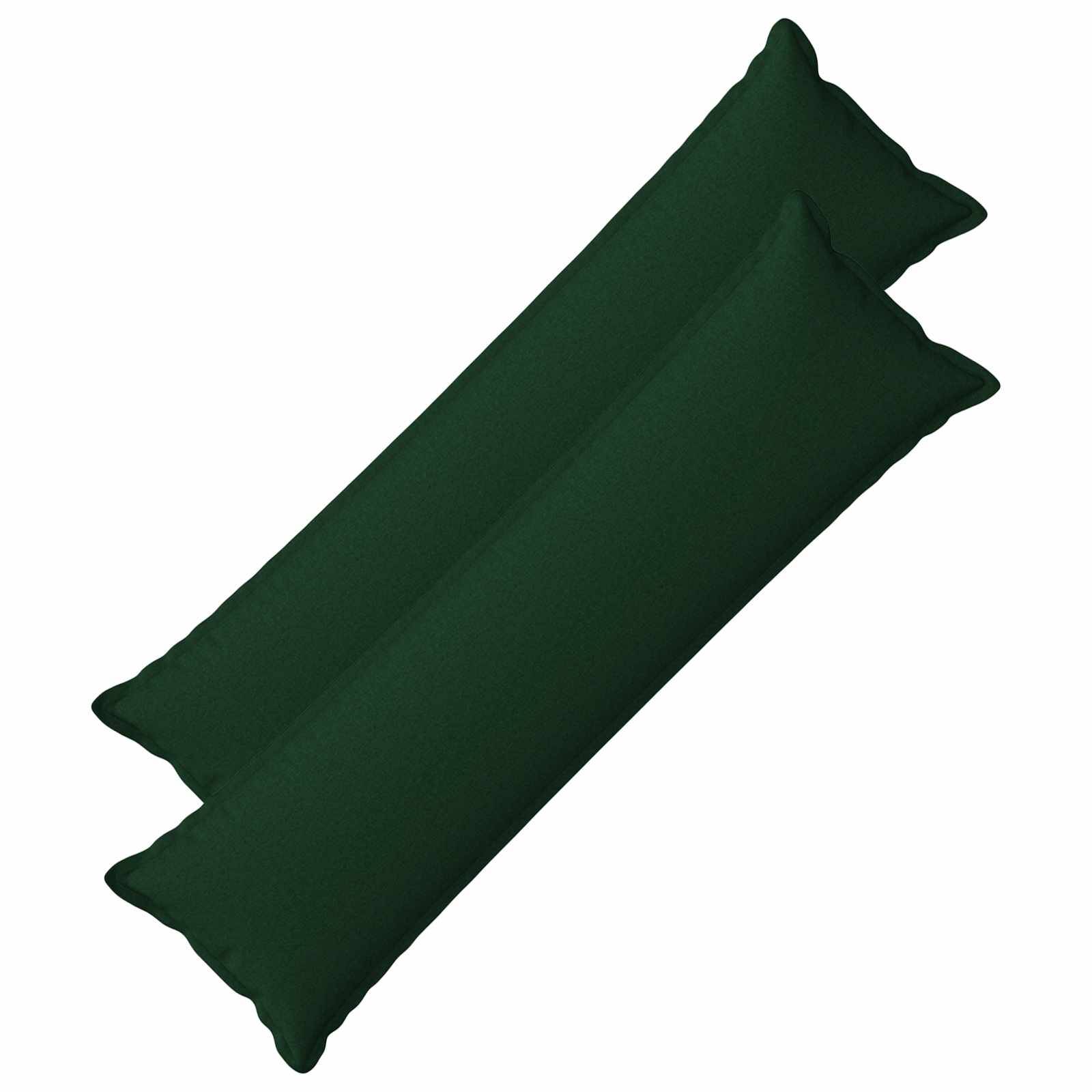 Dunkelgrünes aufblasbares Campingkissen auf weißem Hintergrund, diagonal dargestellt.