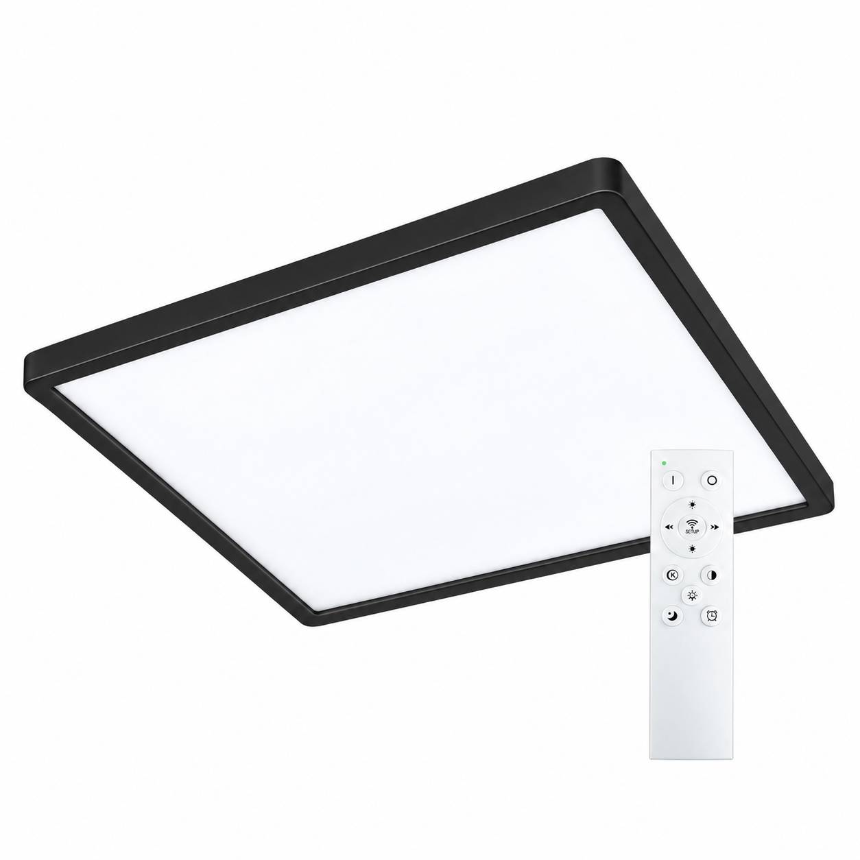 LED Universum LED Panel Deckenleuchte quadratisch schwarz 50x50cm 40W CCT 3000-6000K 4400lm dimmbar UGR≤22 CRI>93 IP20 mit Fernbedienung