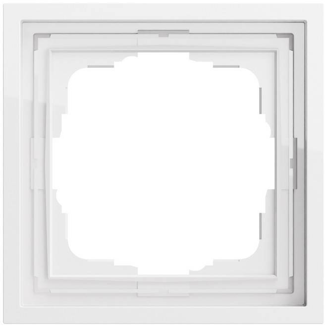 Abstrakter weißer quadratischer Rahmen mit geschichteter geometrischer Umrandung und leerem Zentrum