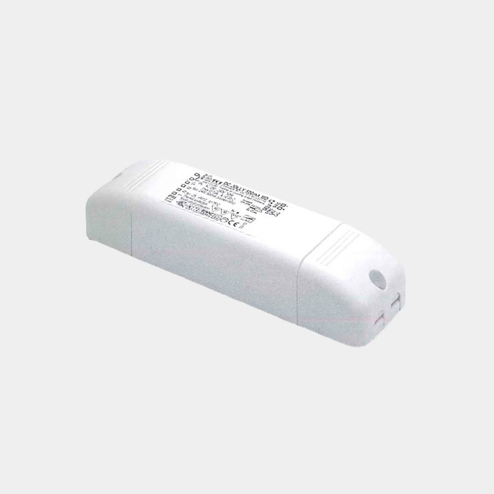 Weißes zylindrisches elektronisches Gerät oder Batteriepaket mit gedrucktem Etikett, auf einfachem Hintergrund dargestellt.