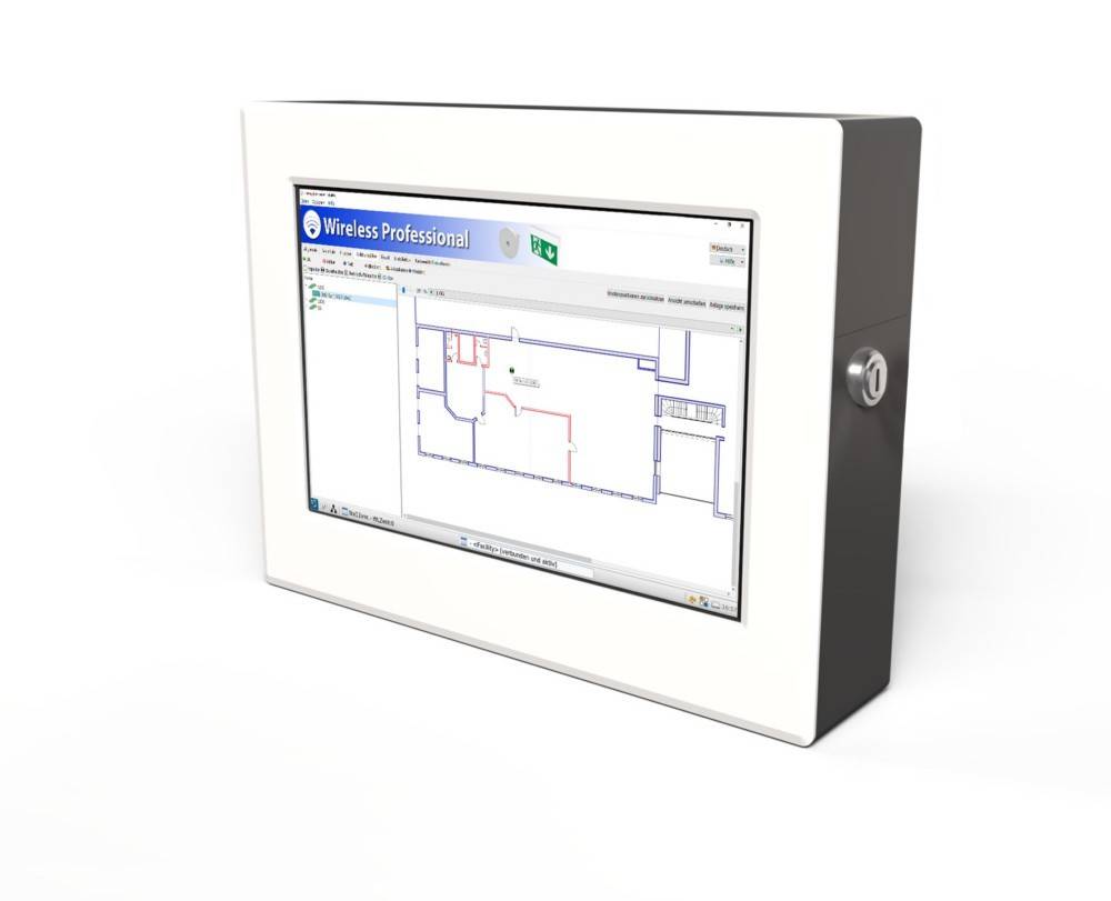 Wandmontiertes Touchscreen-Panel mit der Schnittstelle „Wireless Professional