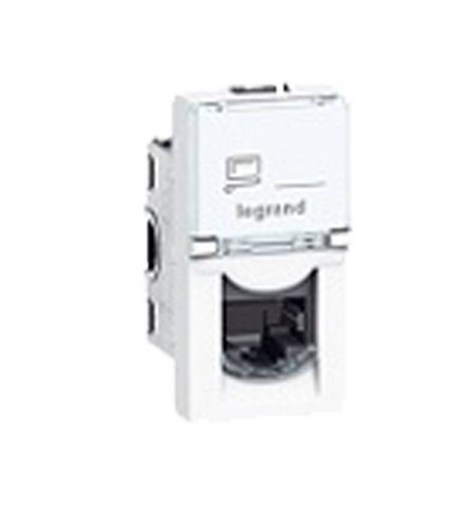 Weißes Legrand Wandmontage-Netzwerkbuchsenmodul mit RJ45-Anschlussöffnung