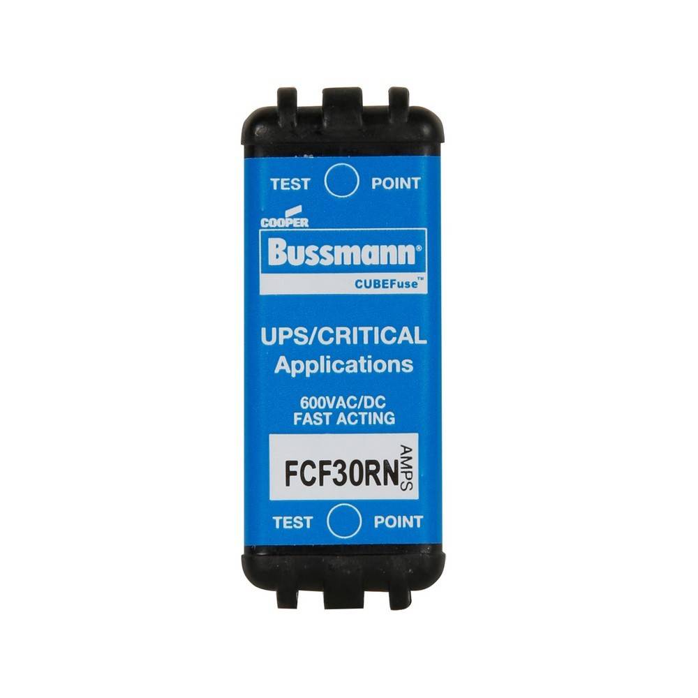 Blauer Bussmann CUBEfuse-Sicherung mit der Bezeichnung „UPS/CRITICAL Applications