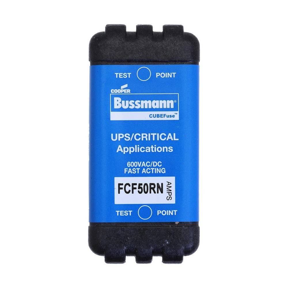 Blauer Bussmann CUBEFuse-Sicherung mit der Bezeichnung „UPS/CRITICAL Applications