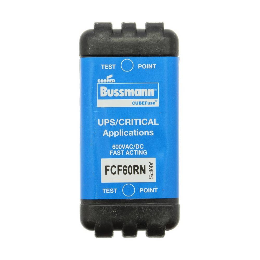 Blaue Bussmann CUBEFuse Patronensicherung mit der Bezeichnung „UPS/CRITICAL Applications