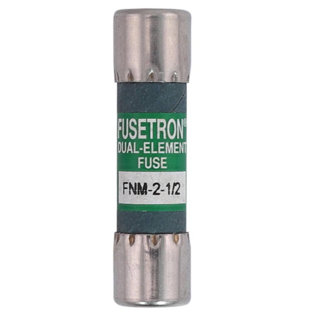 Zylindrische Fusetron-Doppelelement-Sicherung mit der Bezeichnung 'FNM-2-1/2'.