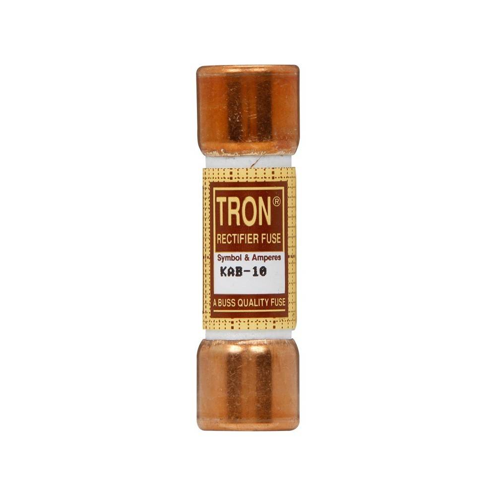 Braune zylindrische Gleichrichtersicherung mit der Beschriftung „TRON RECTIFIER FUSE