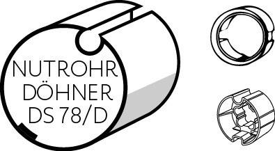 Technische Produktabbildung einer zylindrischen Komponente mit der Bezeichnung „NUTROHR DÖHNER DS 78/D