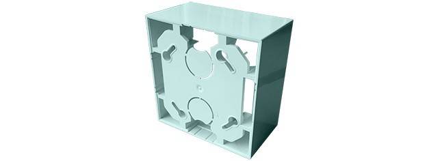 Durchsichtige mintgrüne 3D-Box mit ineinander greifenden Zahnradformen im Inneren, wie eine mechanische Puzzle- oder Mechanismus-Illustration.