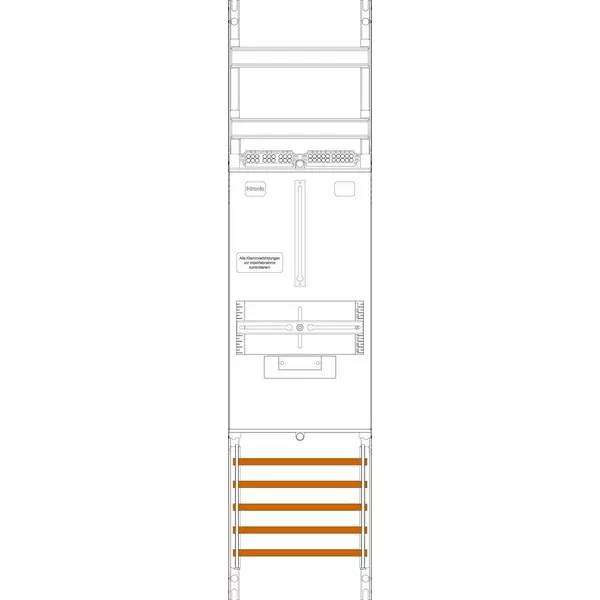 Hohes technisches Diagramm eines leiterartigen Turms mit einem zentralen Panel und einem unteren Bereich mit fünf orangefarbenen horizontalen Latten
