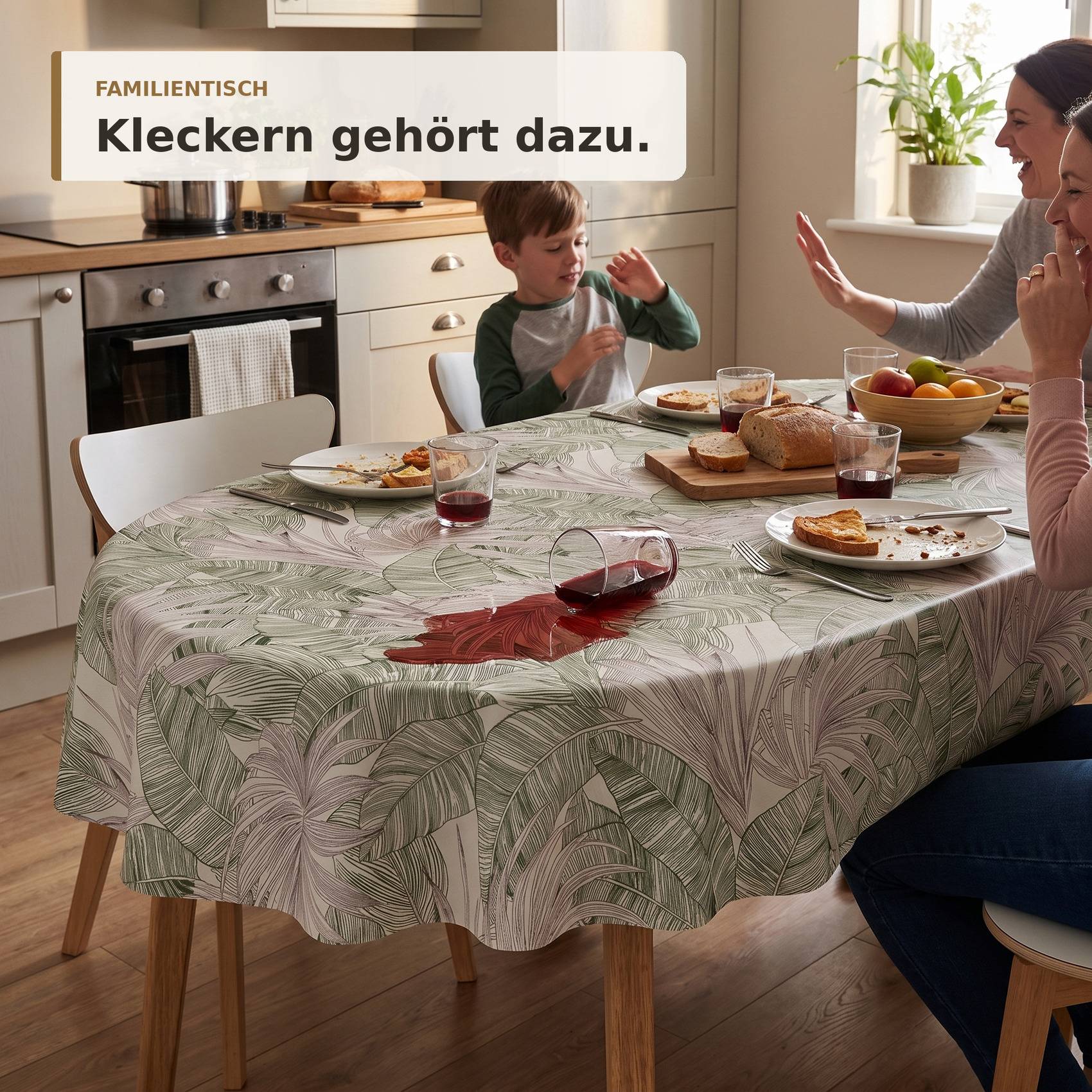 ANRO Tischdecke Salva Wachstuch oval 300x140 cm Schnittkante abwaschbar