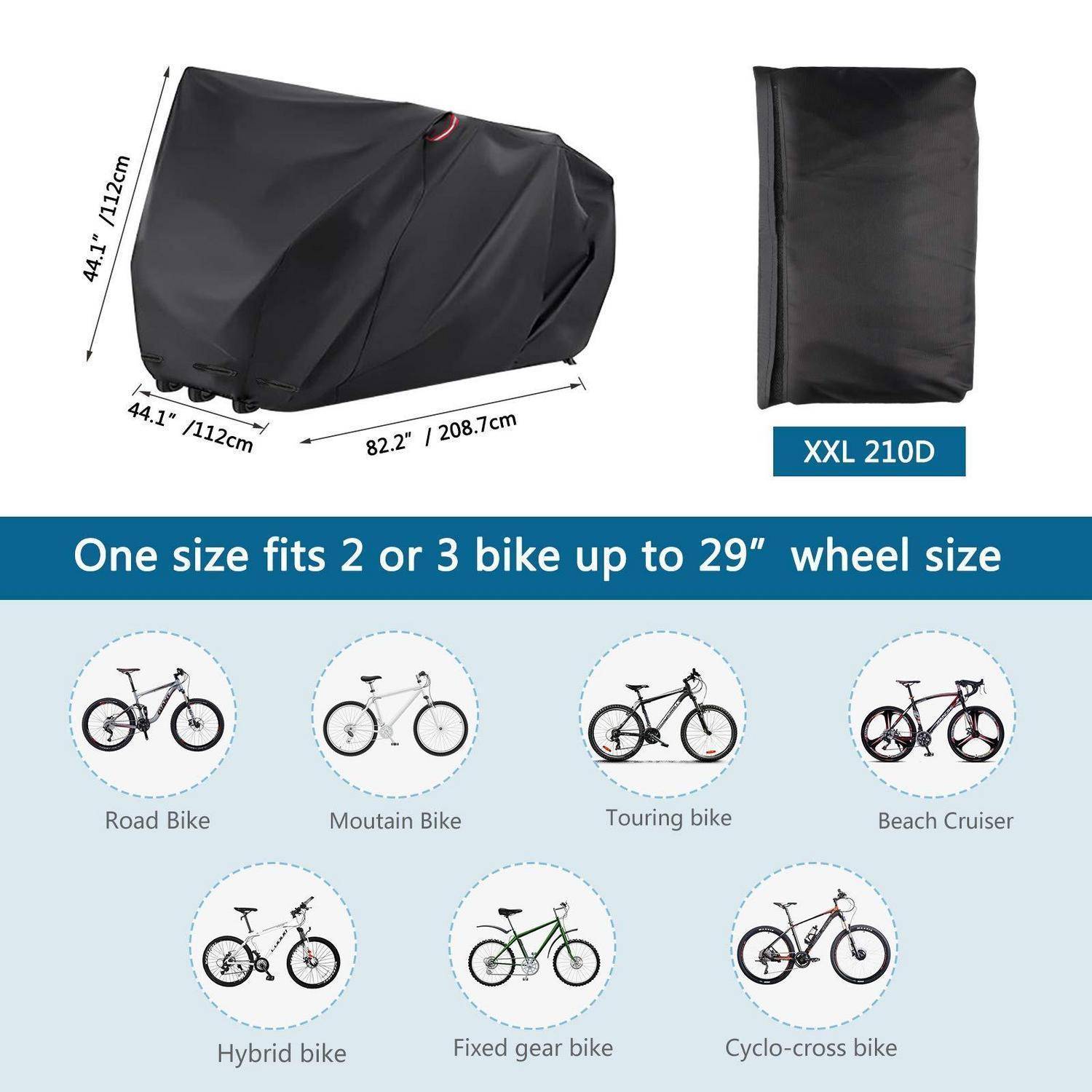 Fahrradabdeckung für 3 Fahrräder 210D Oxford Schwarz