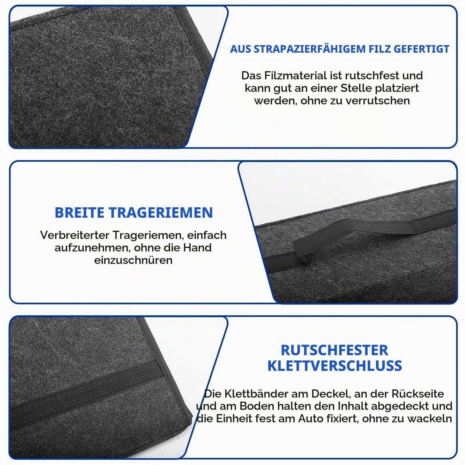 Auto Kofferraum Organizer Filz faltbar mit Deckel 2 Stück