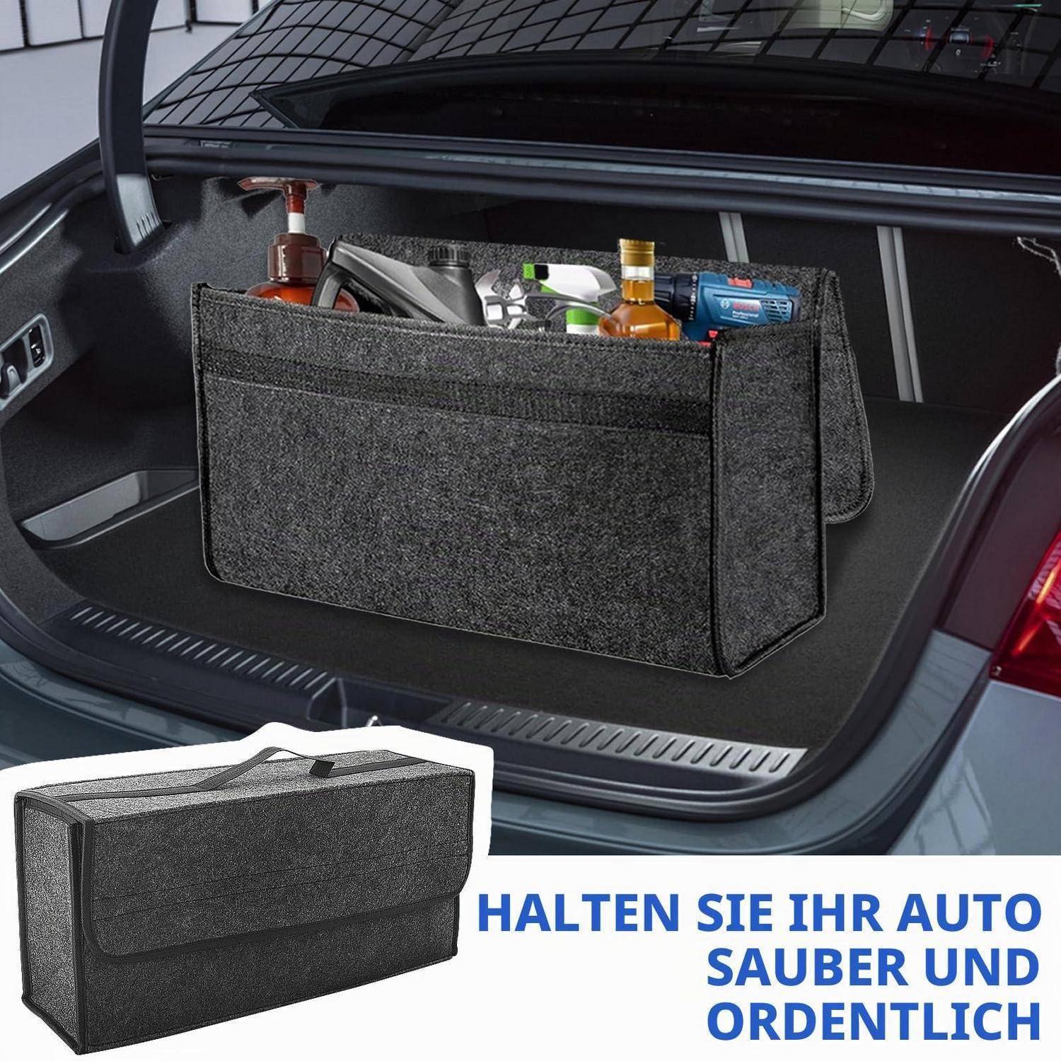 Auto Kofferraum Organizer Filz faltbar mit Deckel 2 Stück