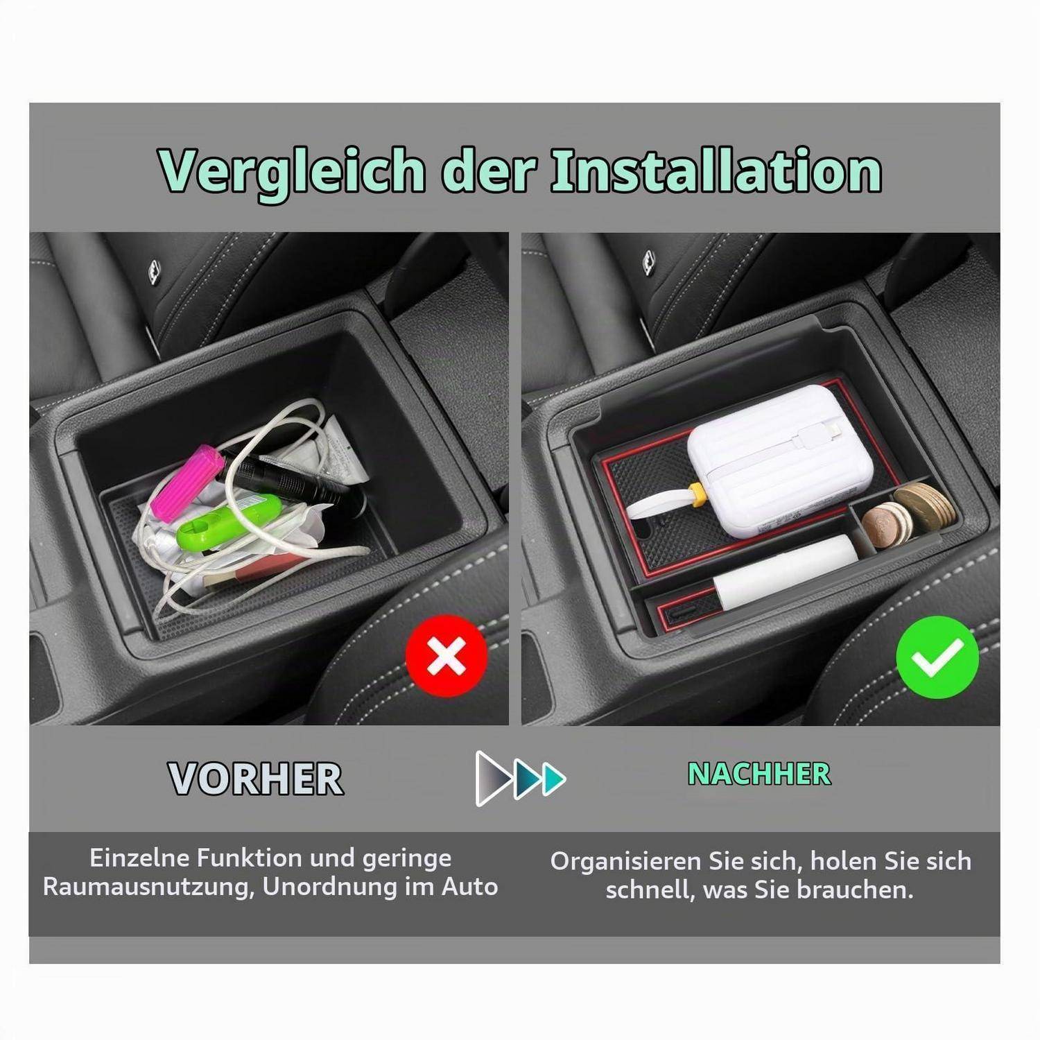 Mittelkonsolen Organizer für Skoda Octavia 4 Kombi RS 2020-2027 Rot