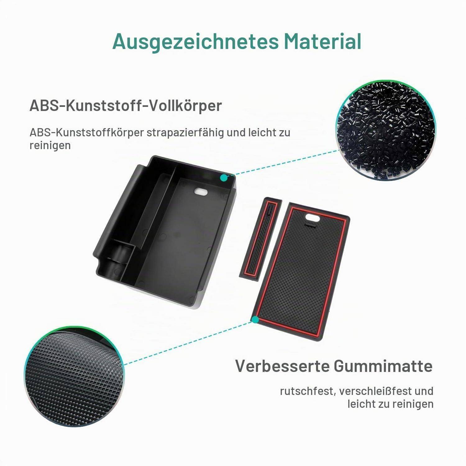 Mittelkonsolen Organizer für Skoda Octavia 4 Kombi RS 2020-2027 Rot