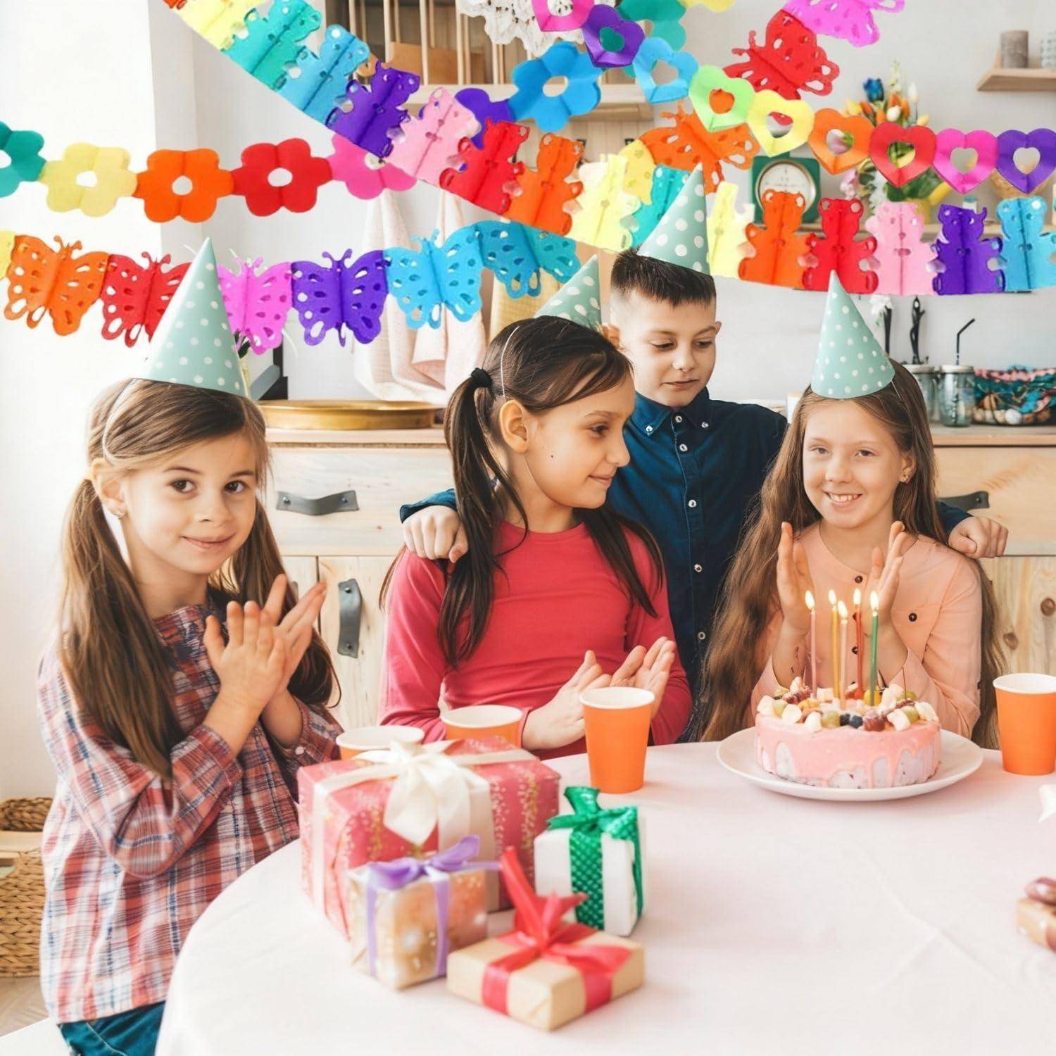 7er Set Papiergirlande 3m wiederverwendbar bunt für Party Deko