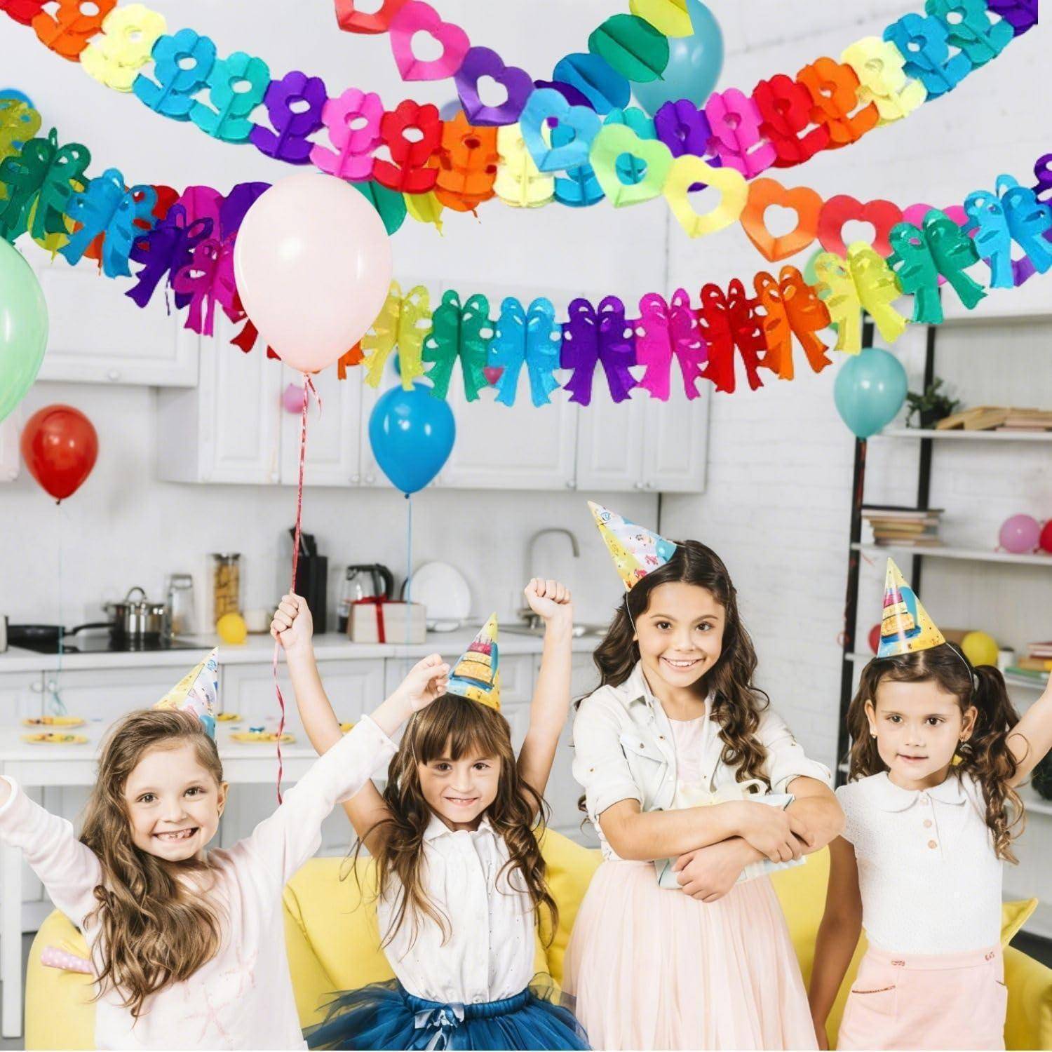 7er Set Papiergirlande 3m wiederverwendbar bunt für Party Deko