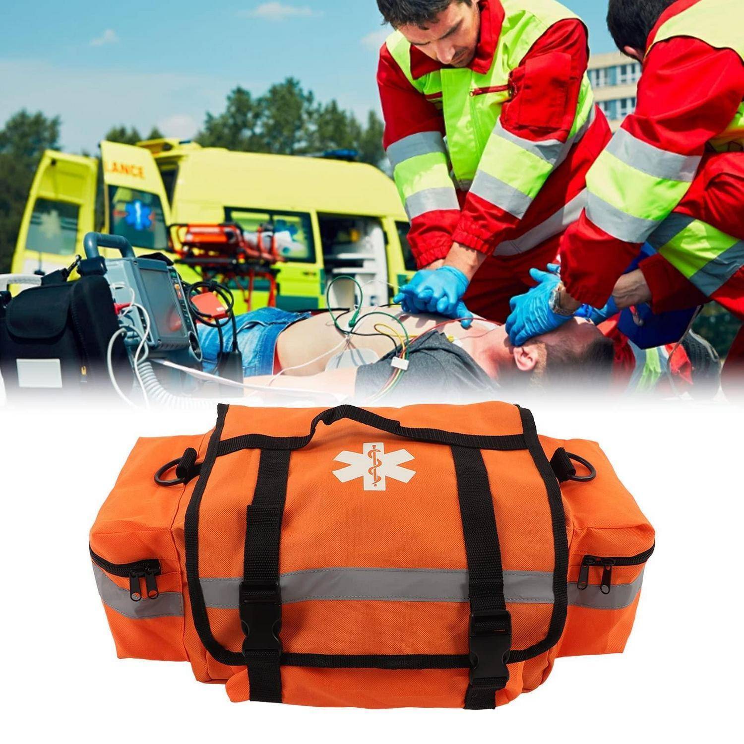 Erste-Hilfe-Tasche Oxford-Stoff mit Schultergurt und Reflektoren