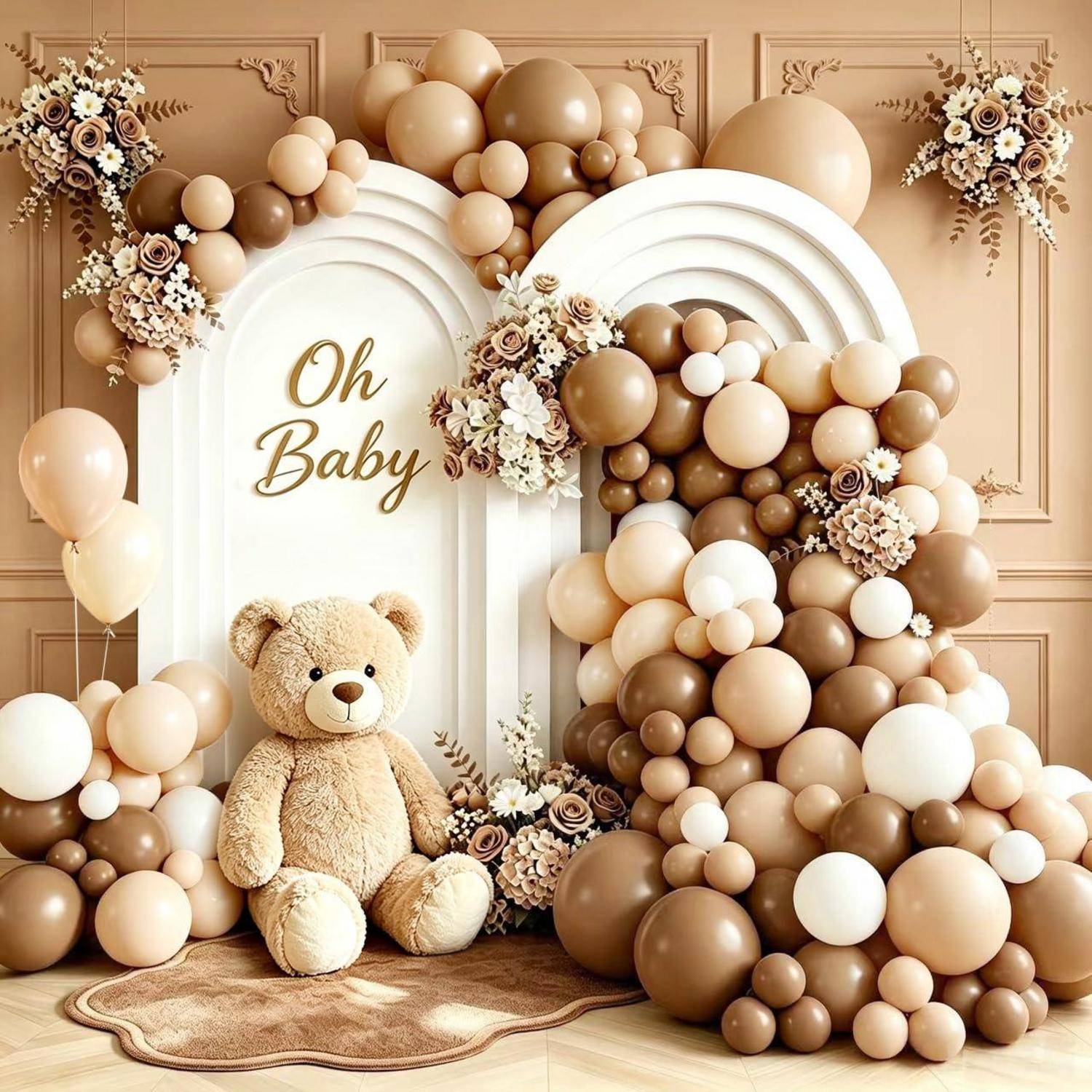 Luftballon Girlande Braun 113tlg. Latex Retro Beige Kaffee Creme