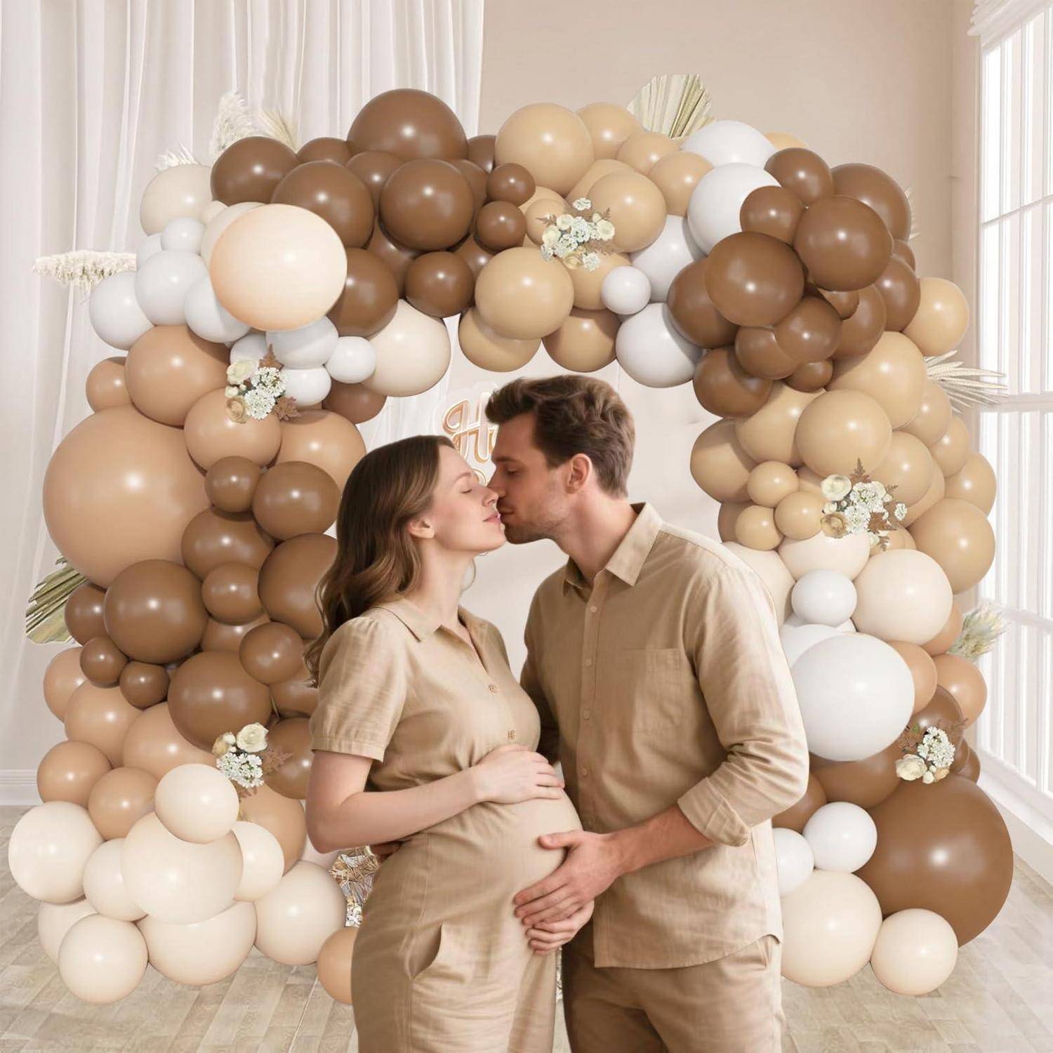 Luftballon Girlande Braun 113tlg. Latex Retro Beige Kaffee Creme