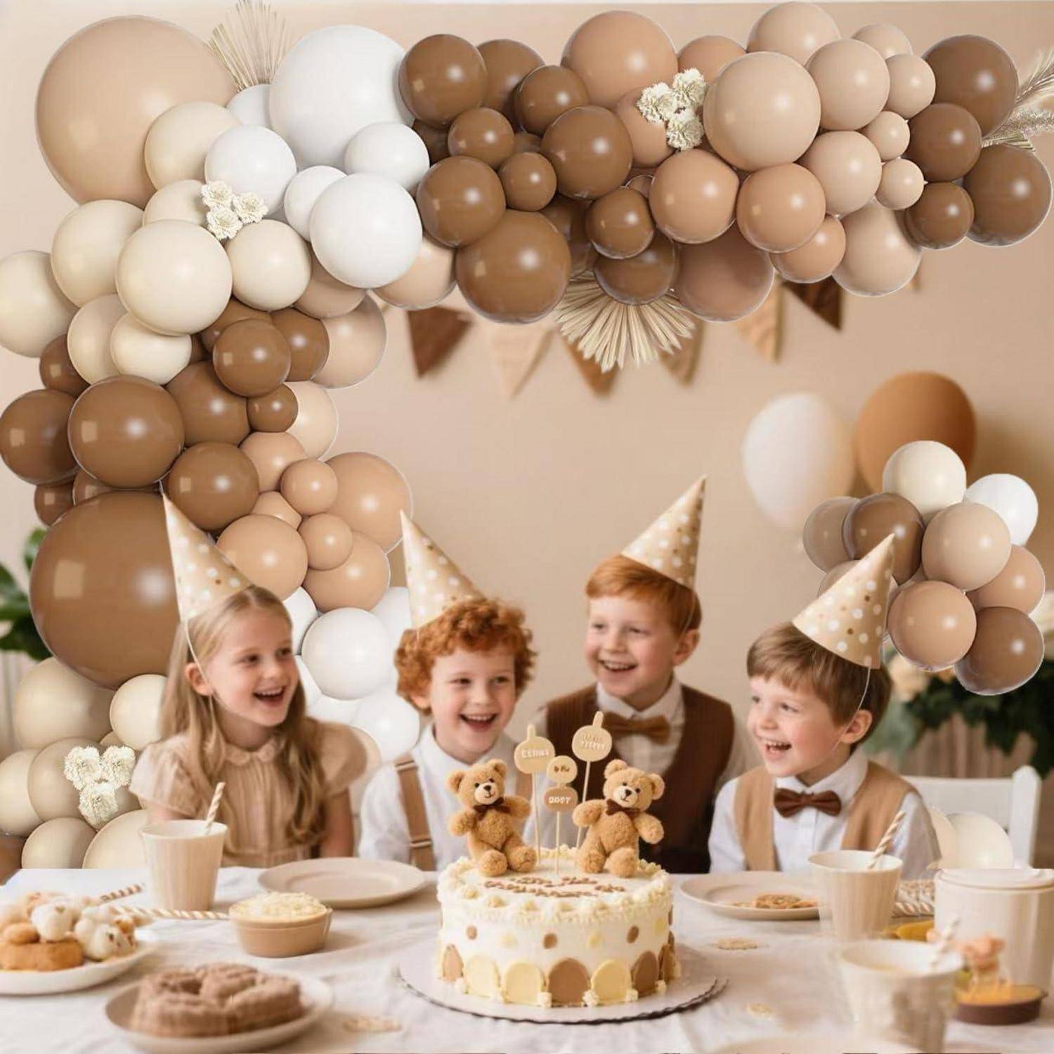 Luftballon Girlande Braun 113tlg. Latex Retro Beige Kaffee Creme