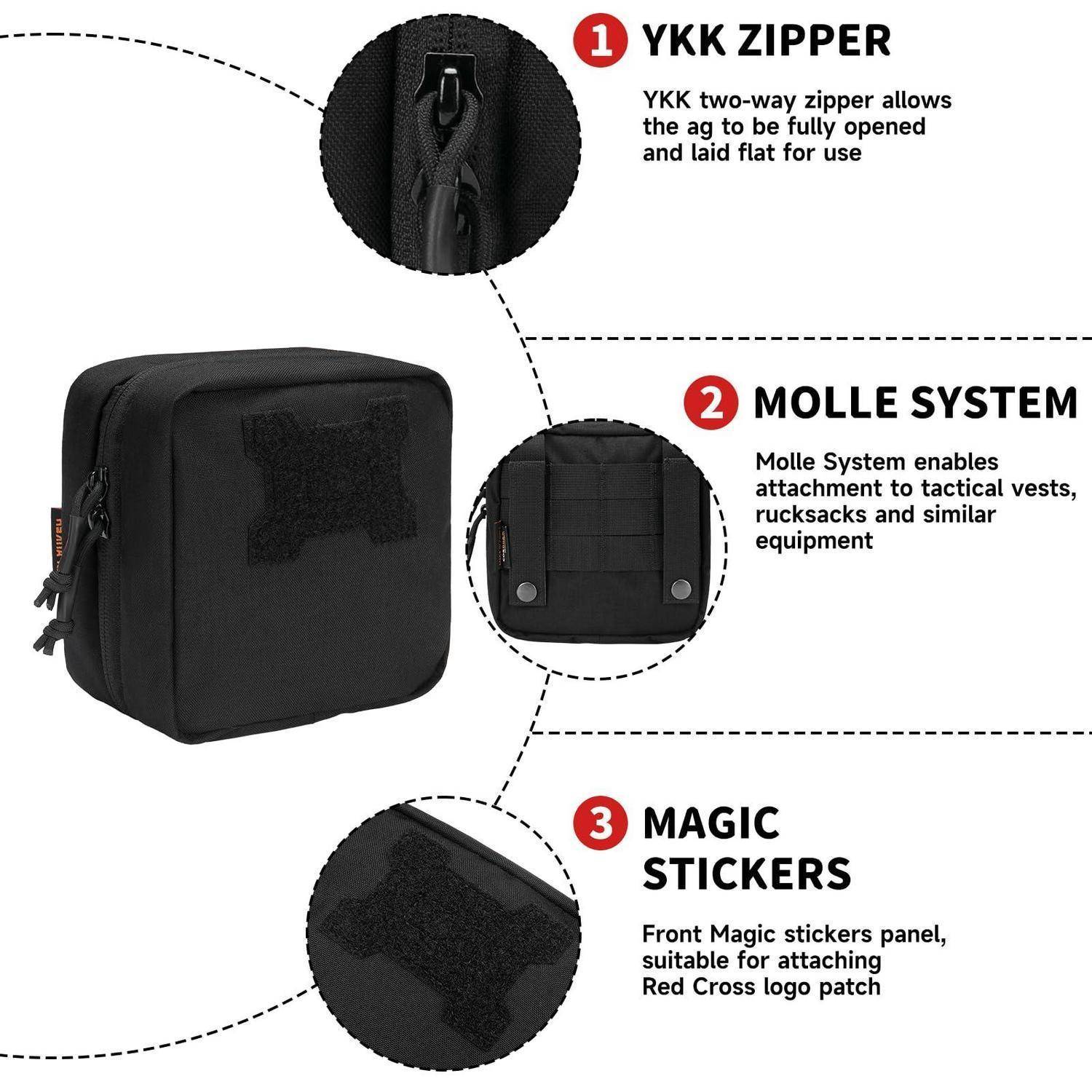 Taktische Erste Hilfe Tasche MOLLE 500D Cordura Schwarz