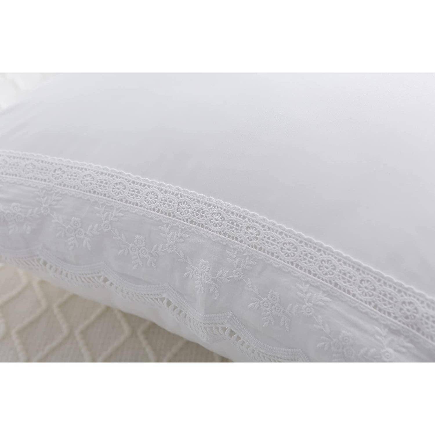 Kissenbezüge Baumwolle 80x80cm Weiß 2 Stück mit Spitze