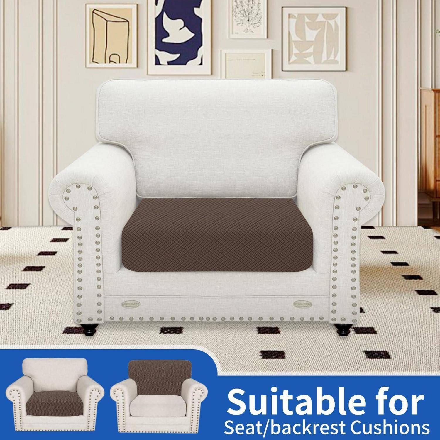Ystyle Sofa Sitzkissenbezug Stretch, Elastisch, Rutschfest, Heller Kaffee, Großer 1 Sitzer