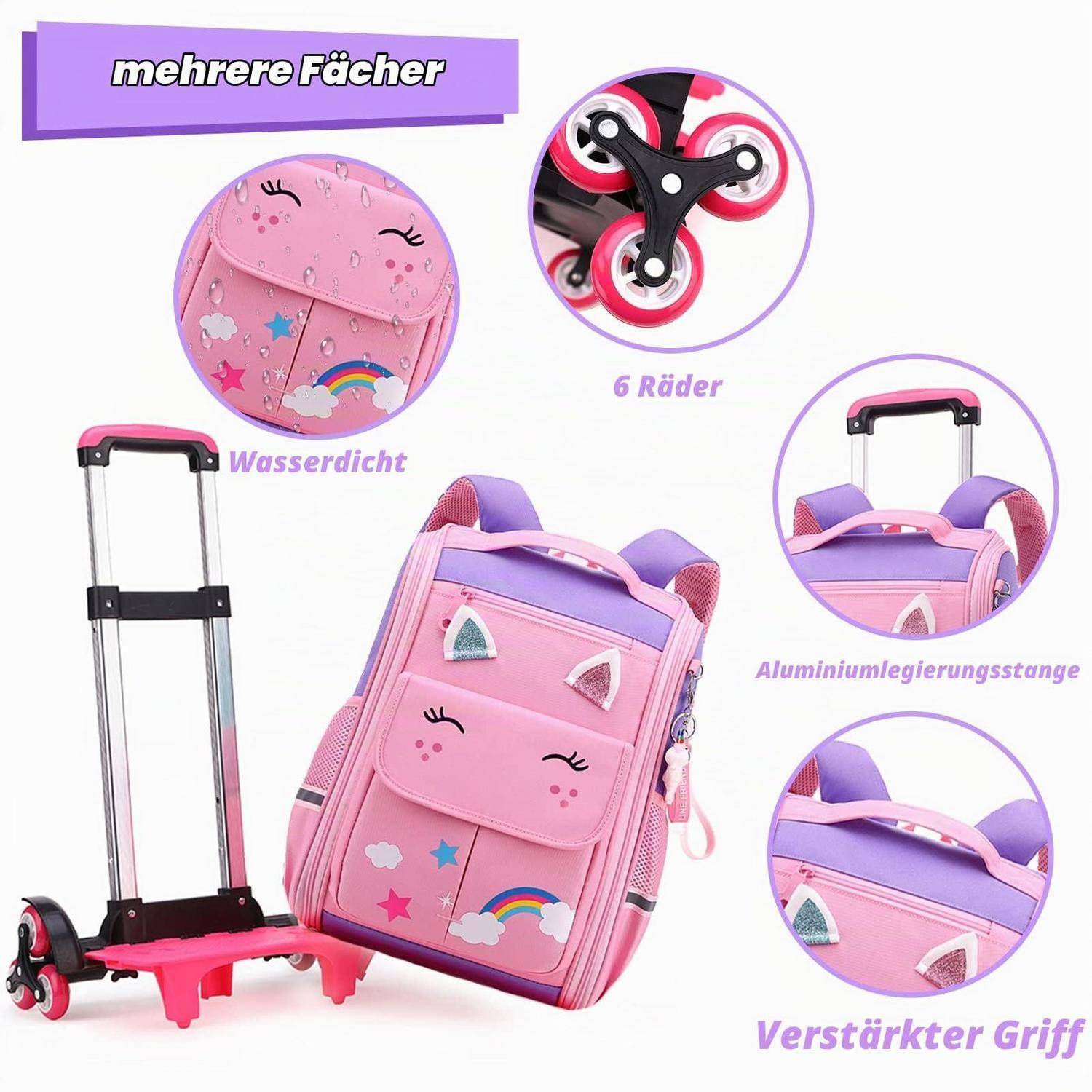 Tanou Trolley Rucksack 6 Rollen 16 Zoll Rosa Lila