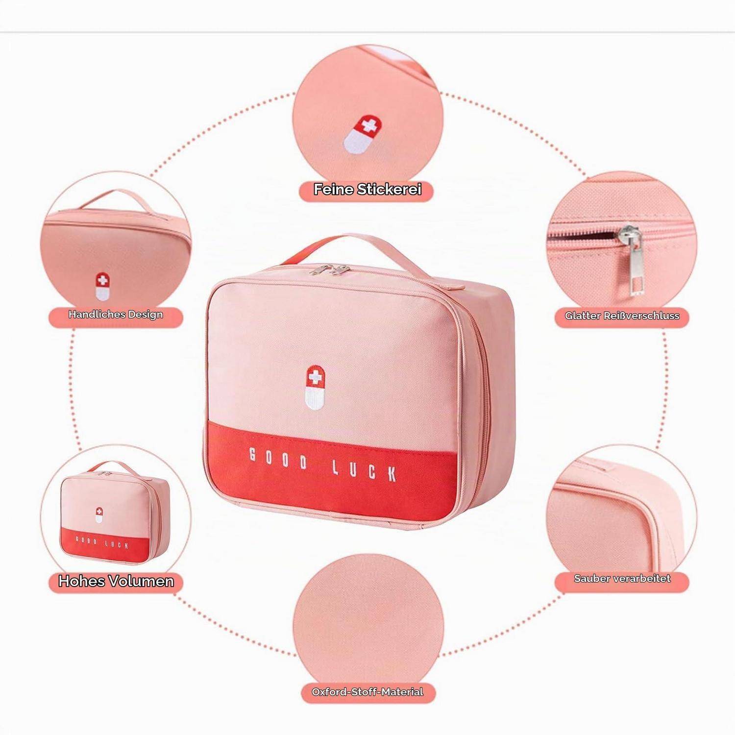 Medikamententasche 3er Set Rosa Wasserdicht Oxford Stoff Doppellagig