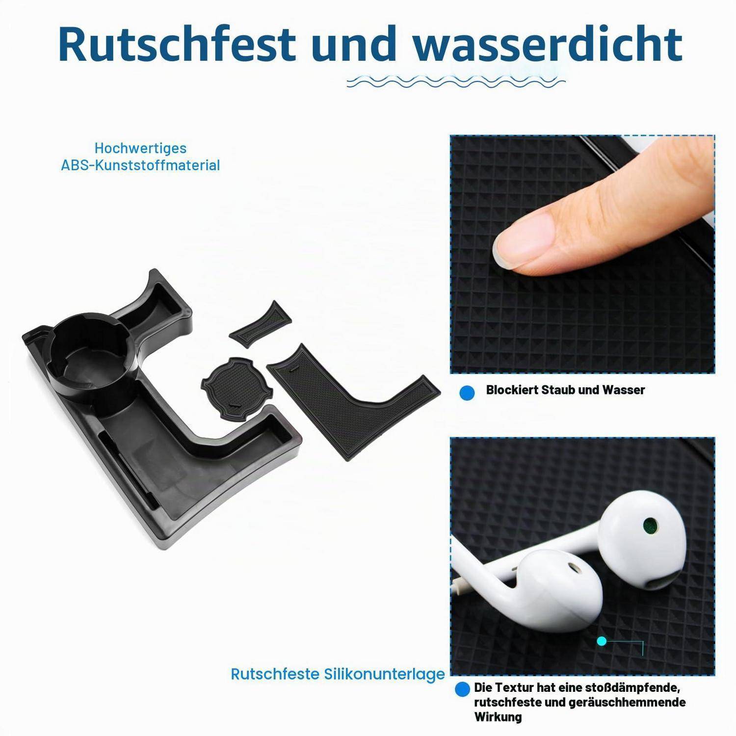 Schwarze ABS-Kunststoffschutzhülle und Silikonpad, beschriftet mit „Rutschfest und wasserdicht