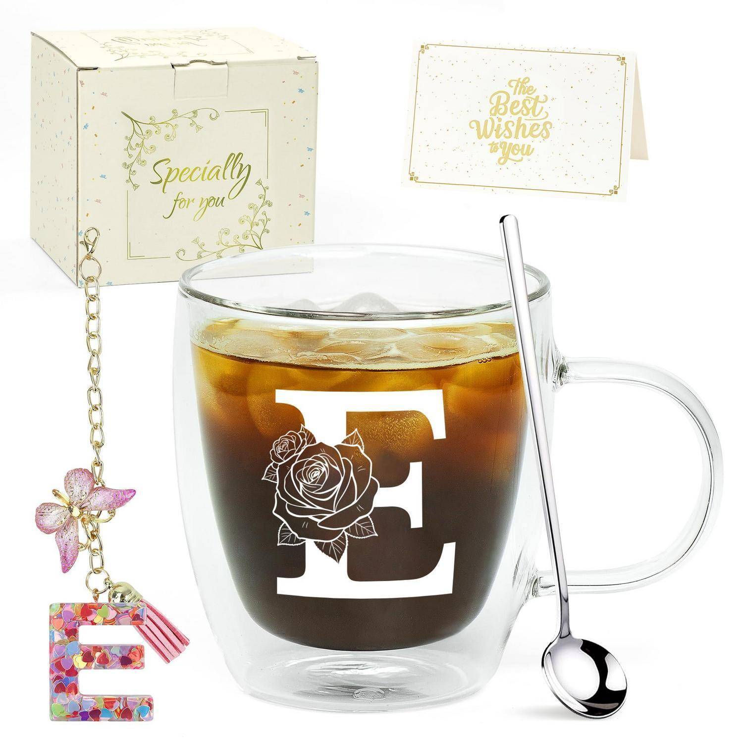 Geschenkset mit personalisierter Glastasse gekennzeichnet mit 