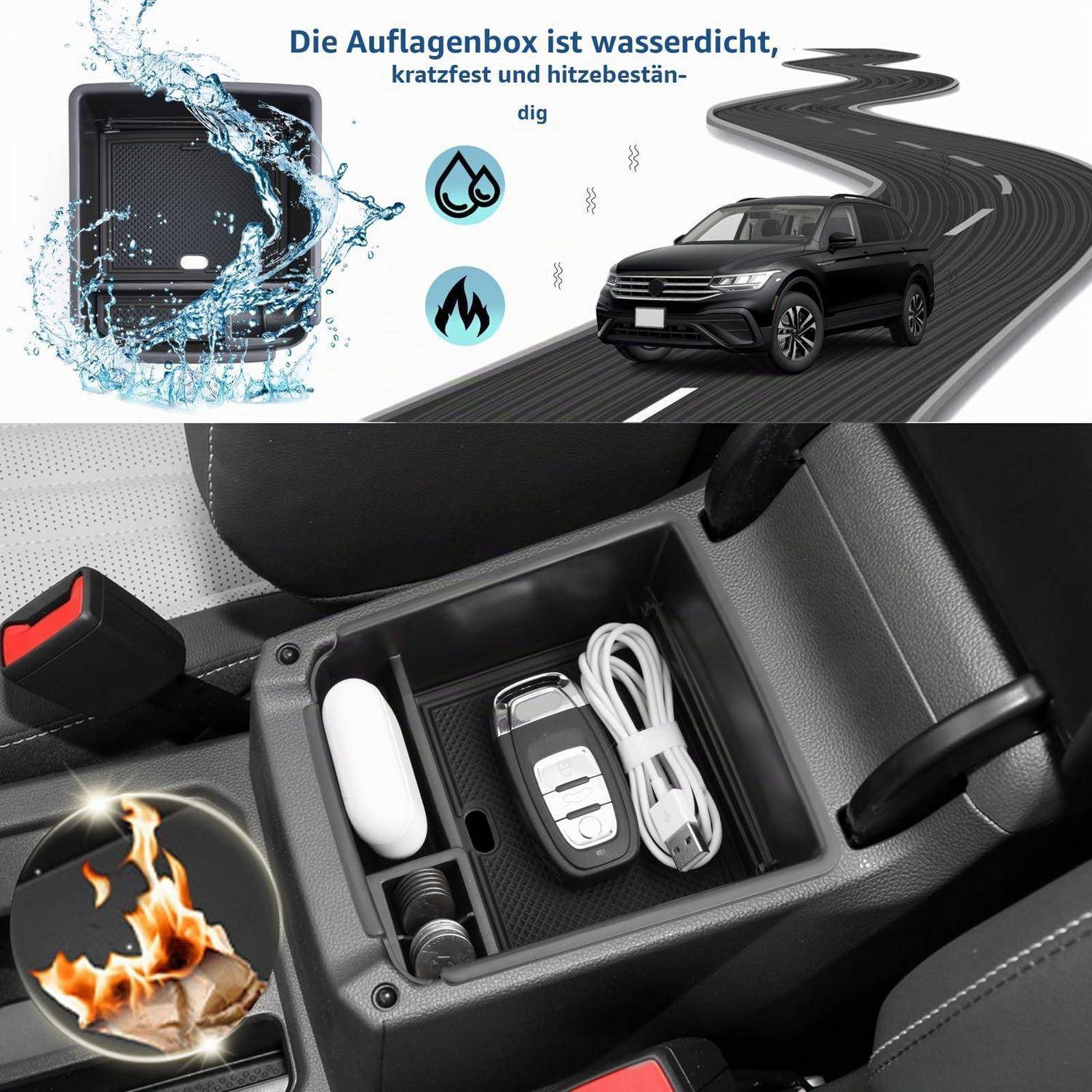 Mittelkonsolen-Organizer für VW Tiguan MK2 AD1 2016-2023 ABS
