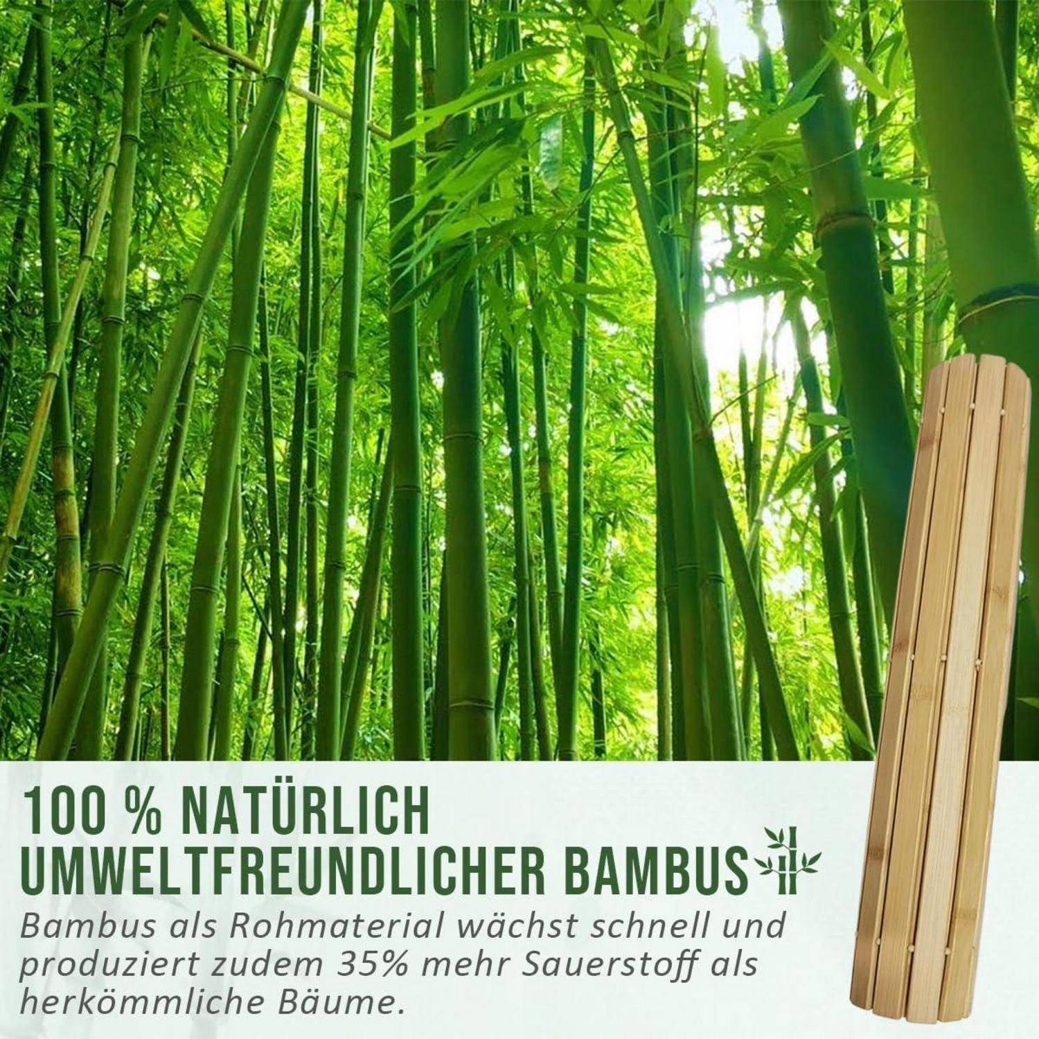 2x Badematte Bambus 100x50cm rutschfest feuchtigkeitsresistent