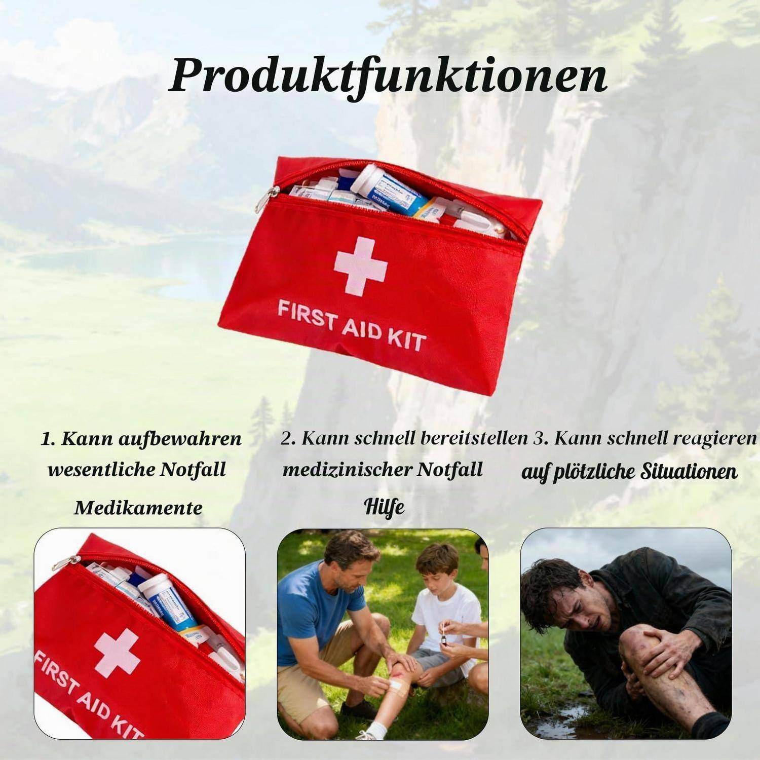 Erste Hilfe Tasche leer 6 Stück 16x11cm 420D Oxford Rot
