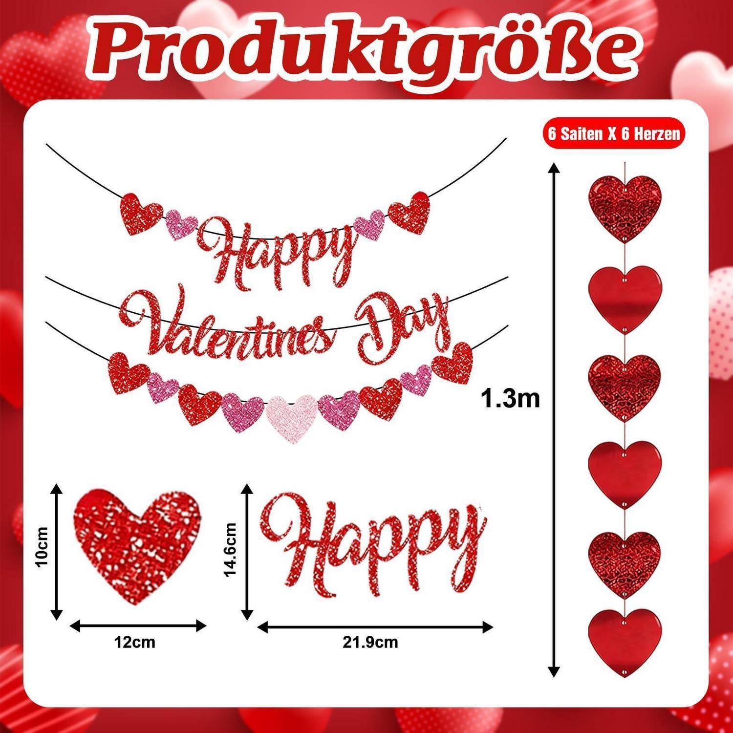 Valentine's-Tag-Bannerset mit einer 1,3 m langen Girlande „Happy Valentines Day