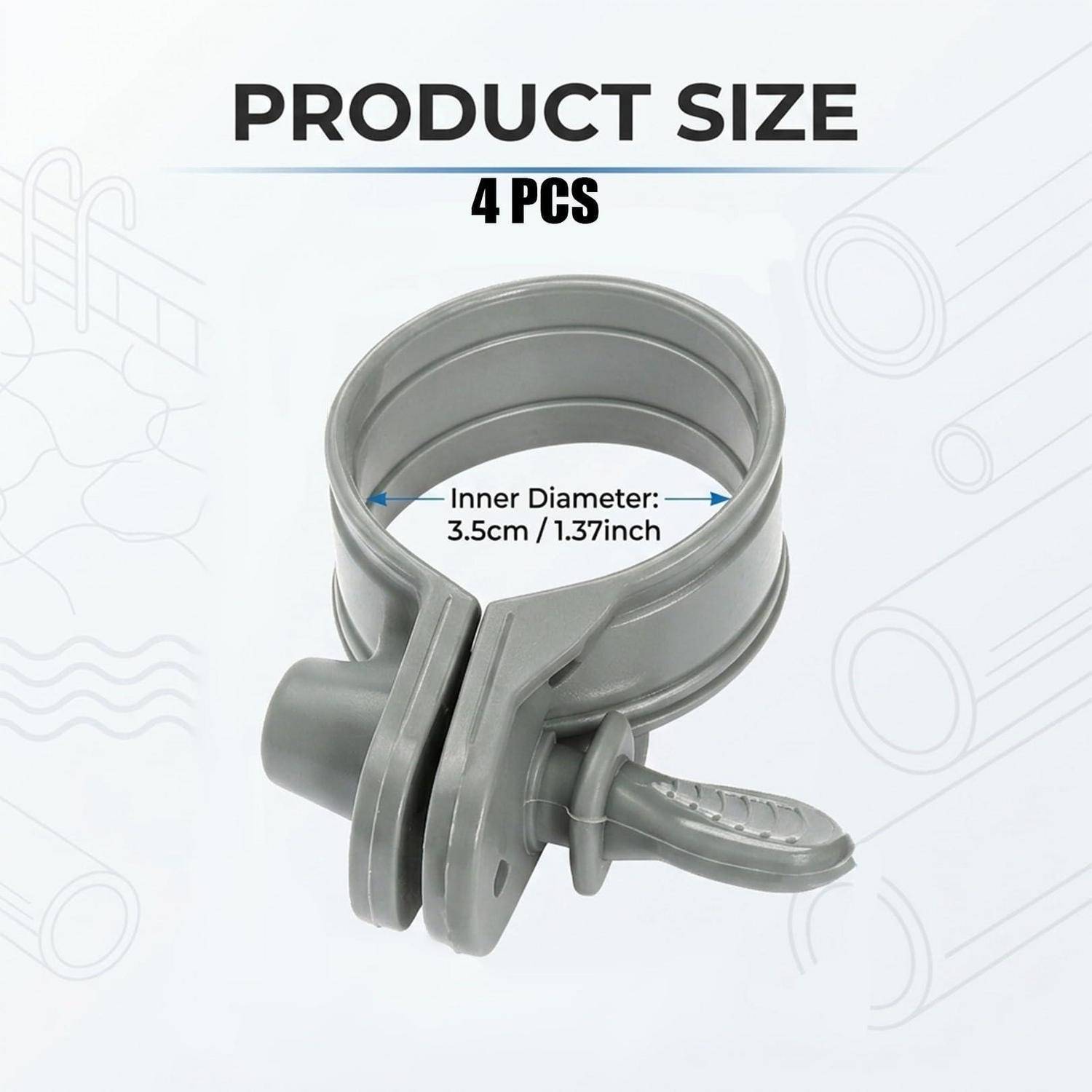 Produktgrößenabbildung eines grauen Spannrings, gekennzeichnet mit „4 STÜCK