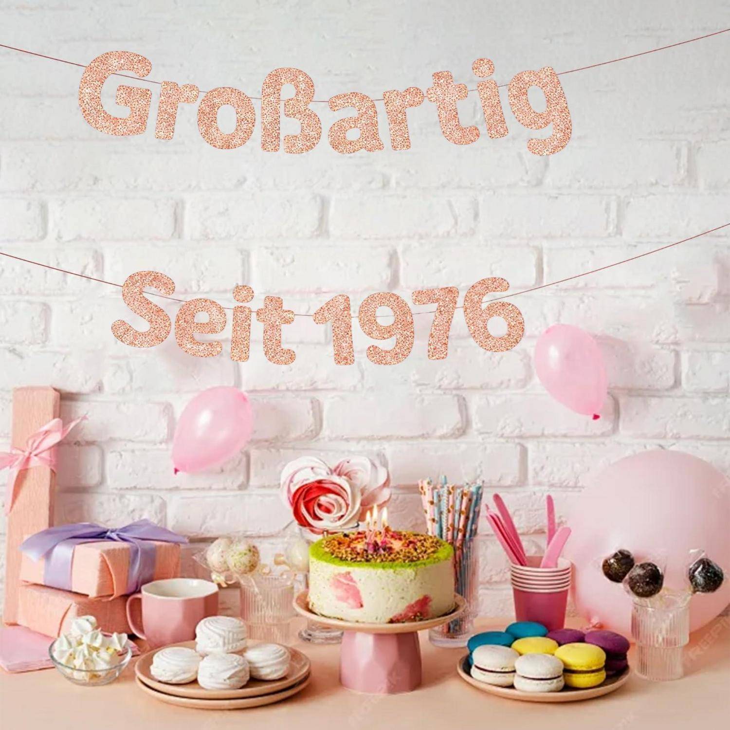 Rosa Geburtstagsfeier-Dessert-Tisch mit „Großartig