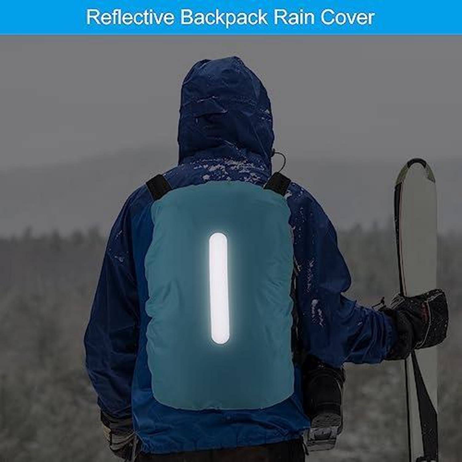 Rucksack Regenhülle wasserdicht S Hellblau 30-40L reflektierend