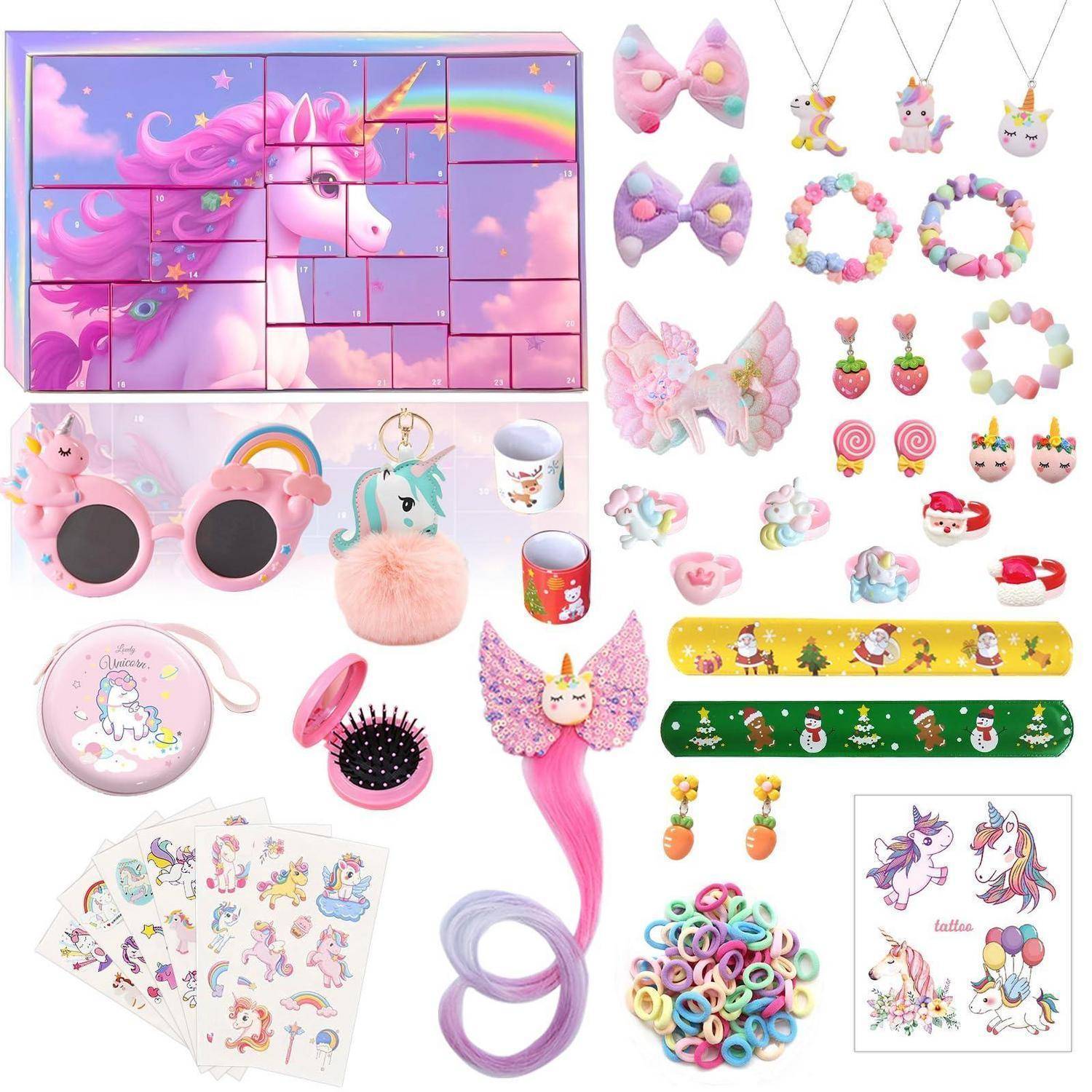 Adventskalender 2026 Mädchen Einhorn 24 Tage Schmuck Spielzeug