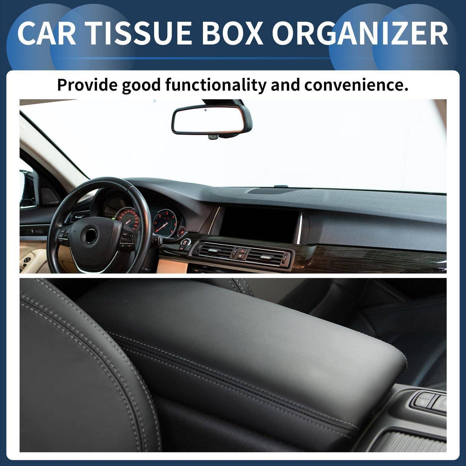 Werbegrafik für einen „Auto-Taschentuchbox-Organizer