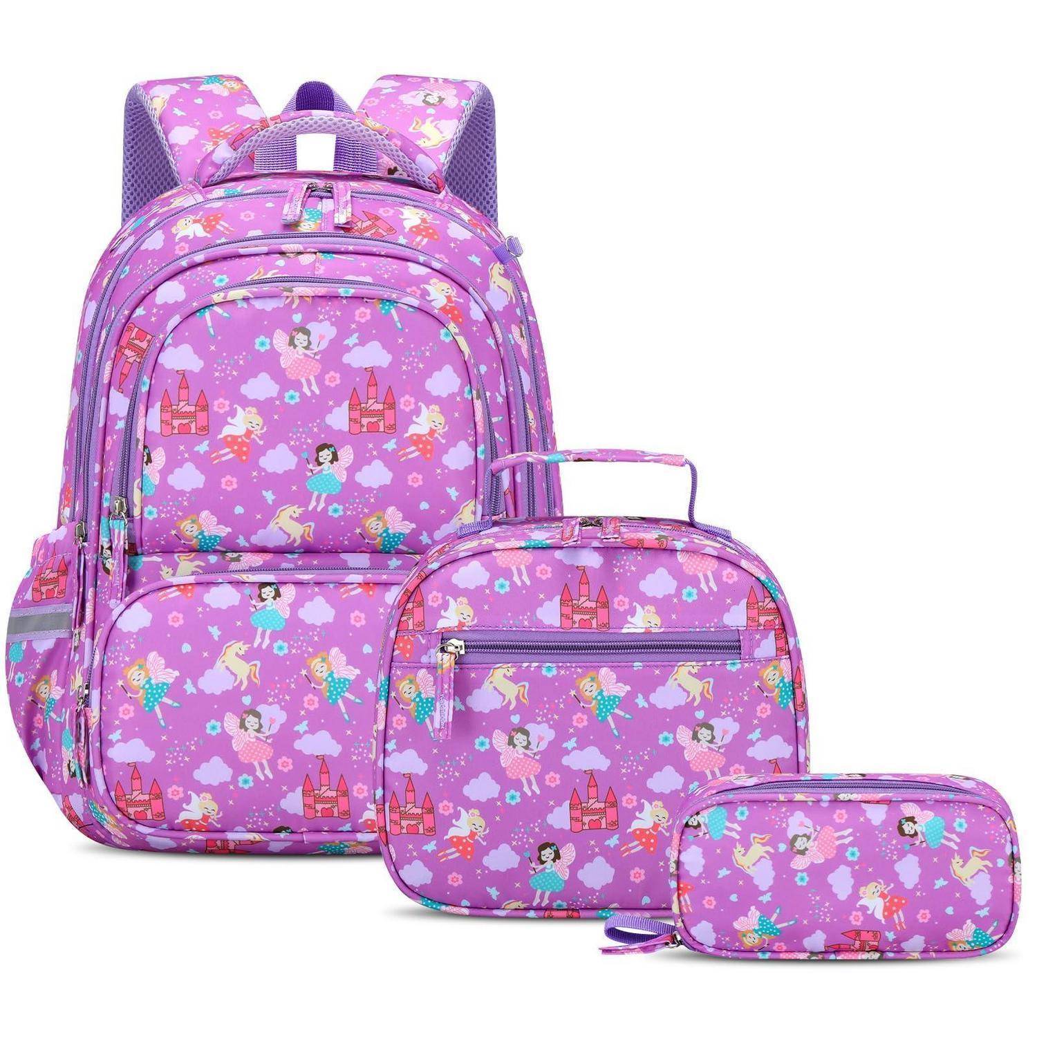 Schulranzen Set 3-teilig Mädchen 1. Klasse 25L mit Reflektoren Geist